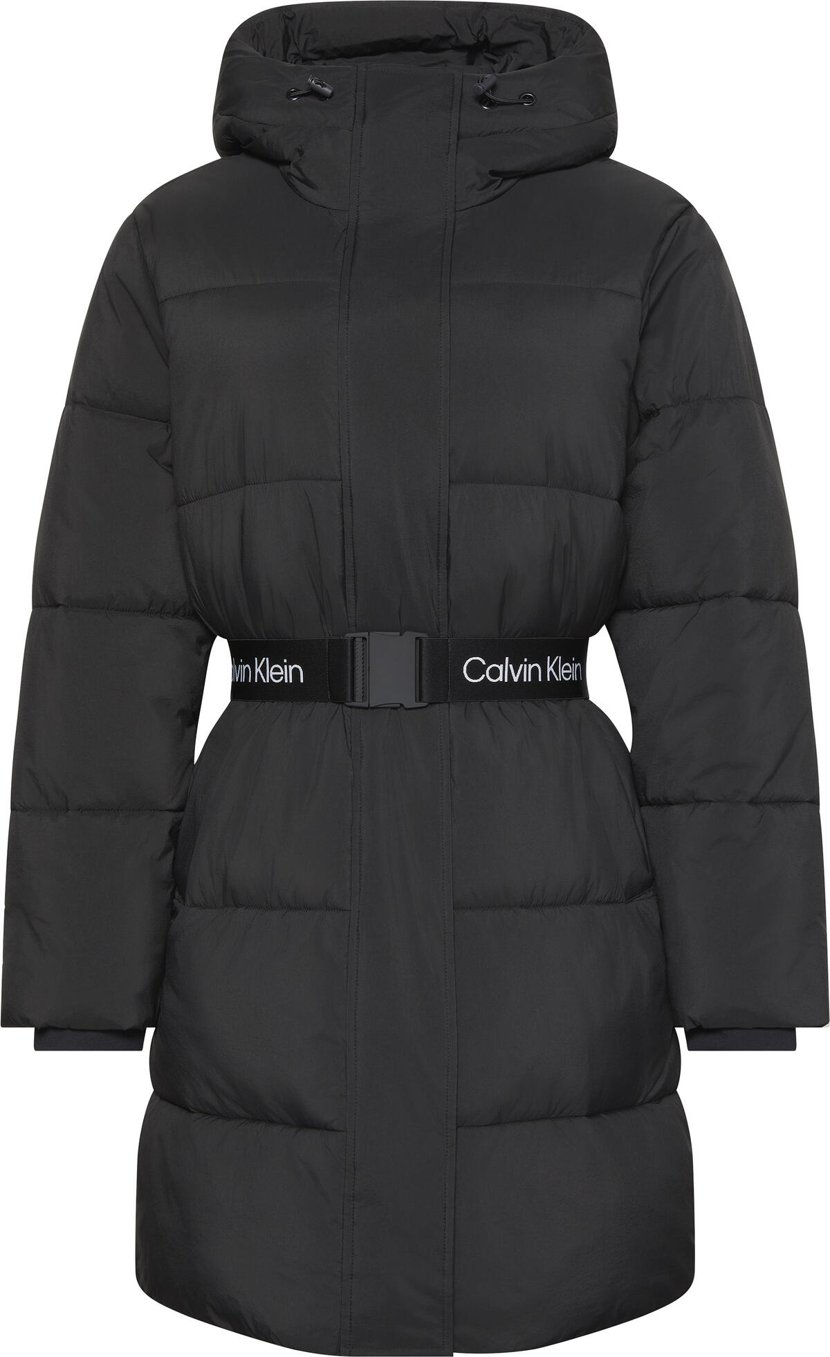 Calvin Klein BELTED MIDWEIGHT LONG PUFFER Siyah Kadın Mont