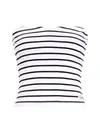 Calvin Klein WOVEN LABEL RIB SLEE Siyah-Beyaz Kadın Bluz