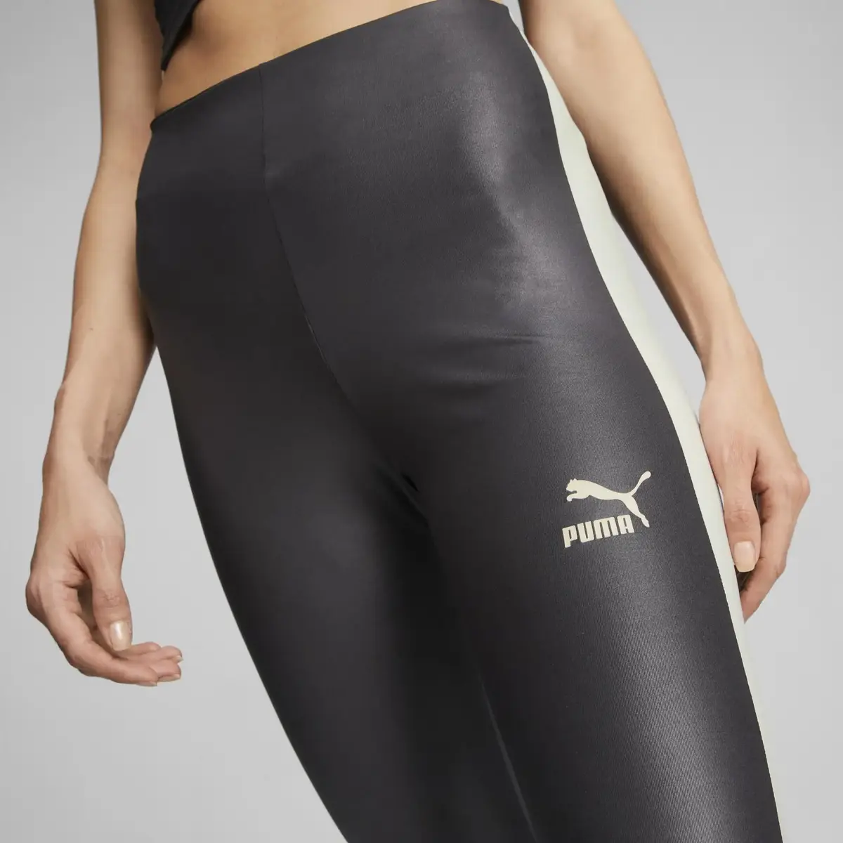Puma T7 High Waist Shiny Leggings Siyah Yüksek Bel Kadın Tayt