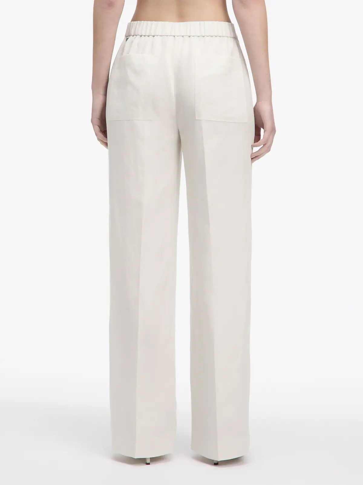 Calvin Klein LINEN BLEND WIDE LEG, ADA Beyaz Kadın Pantolon
