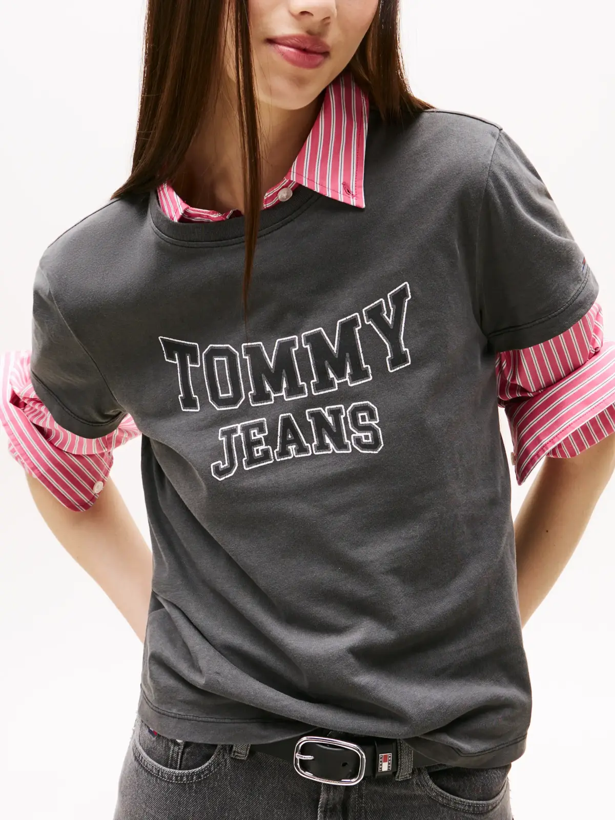Tommy Hilfiger TJW REG VARSITY TEE Gri Kadın T-Shirt
