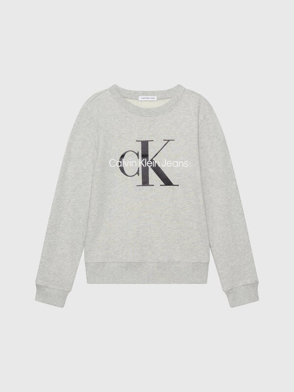 Calvin Klein CK MONOGRAM TERRY CN Erkek Gri Sweatshirt