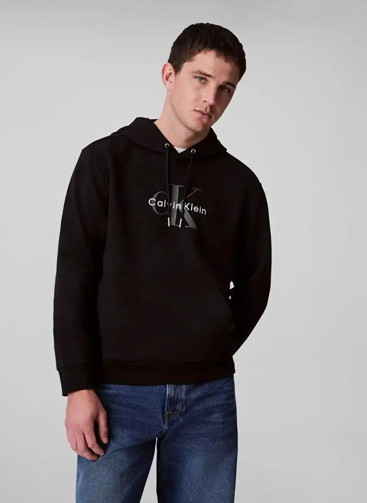 Calvin Klein LS EU MONOLOGO 350TERRY HOODIE Siyah Erkek Sweatshirt