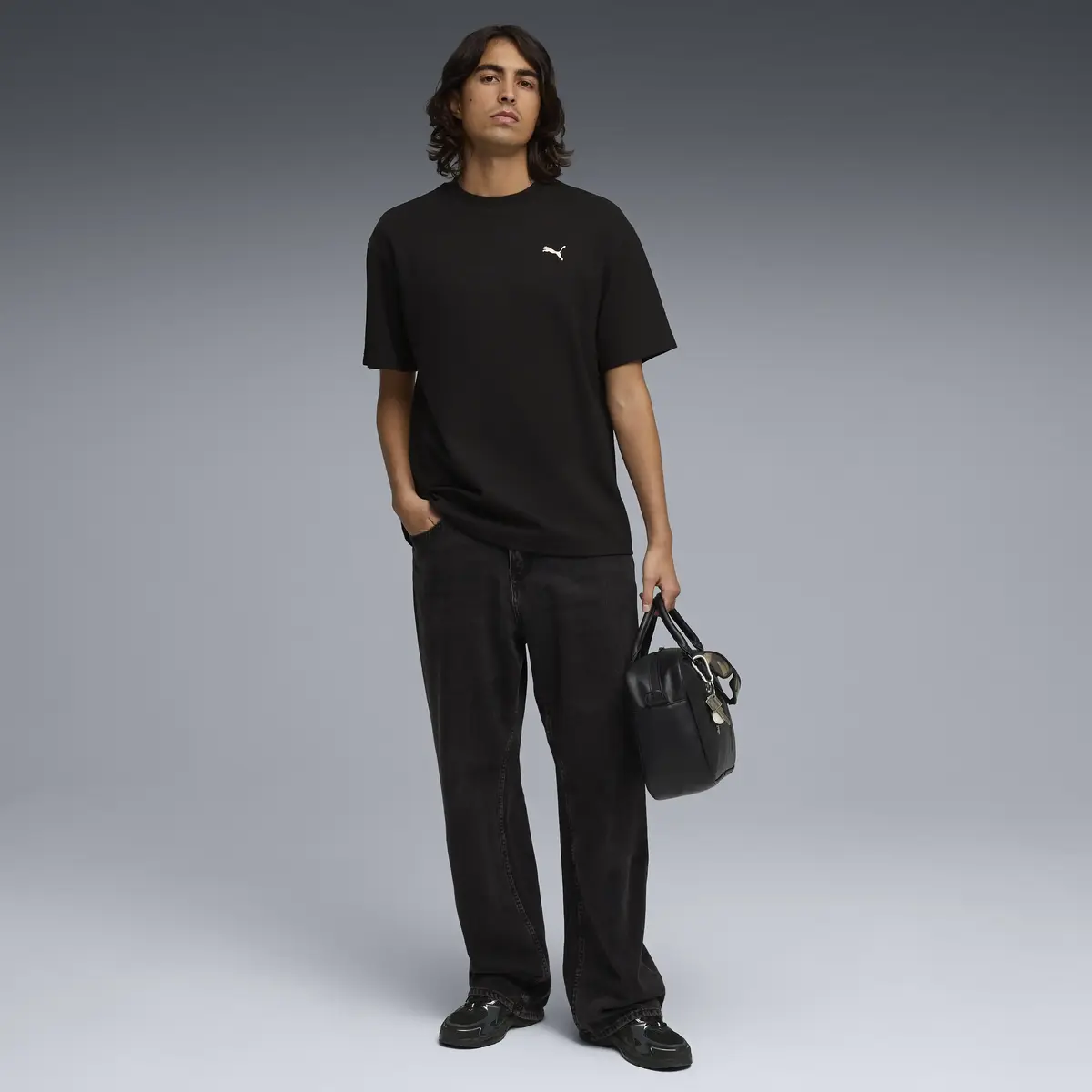 Puma ESS ELEVATED Relaxed Tee Siyah Erkek T-Shirt & Polo
