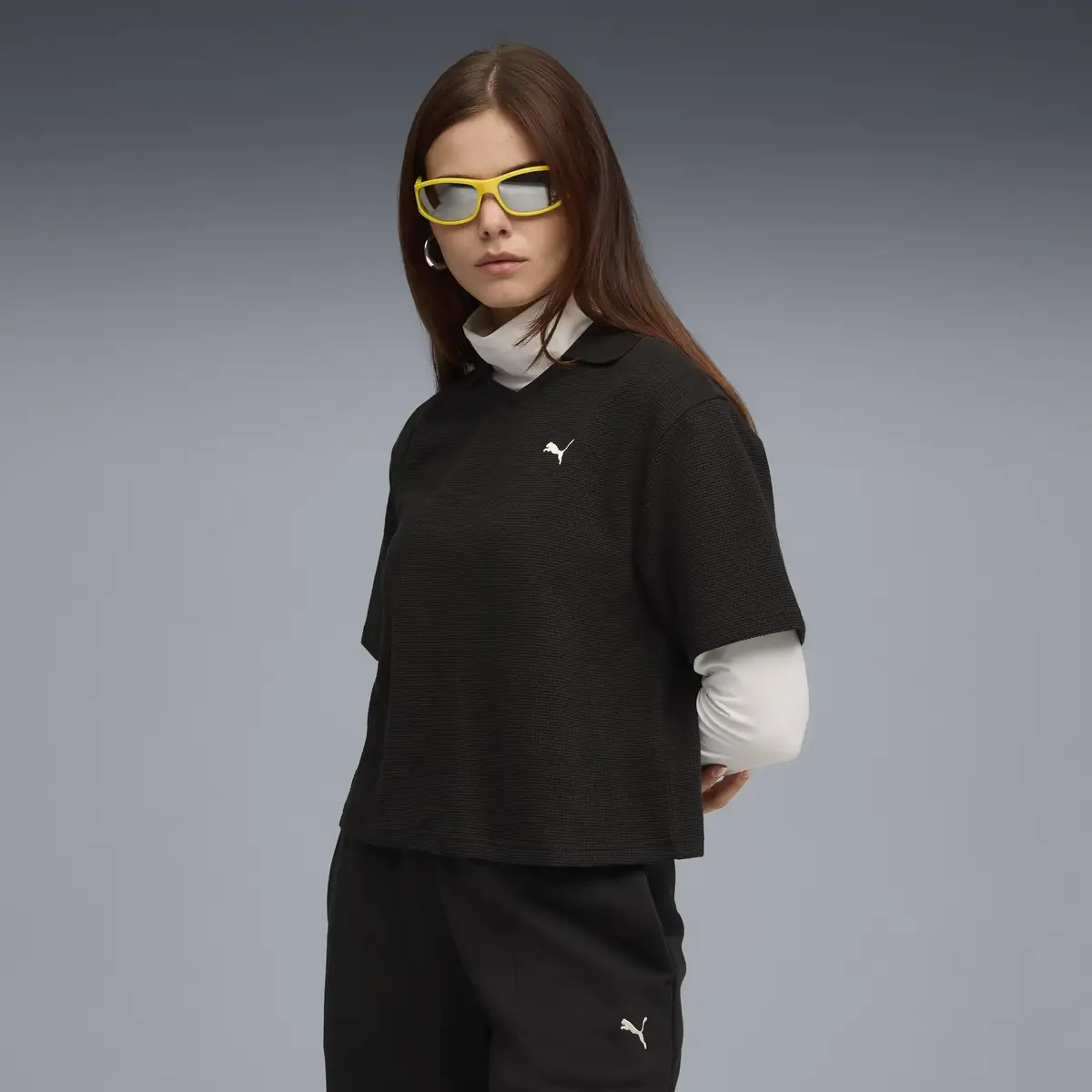 Puma PUMA CLASS Relaxed Polo Tee Siyah Kadın Polo T-Shirt