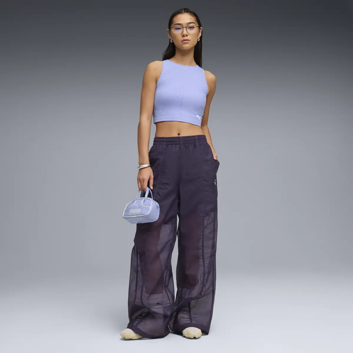 Puma WARDROBE ESS Ribbed Crop Top Mor Kadın Crop Üst