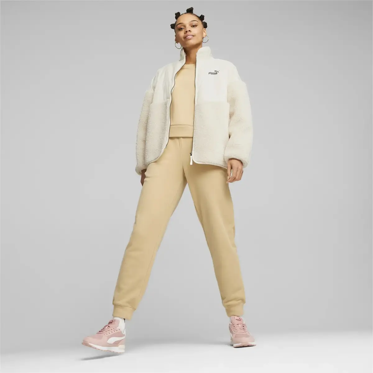 Puma Sherpa Hybrid Jacket Bej Kadın Polar