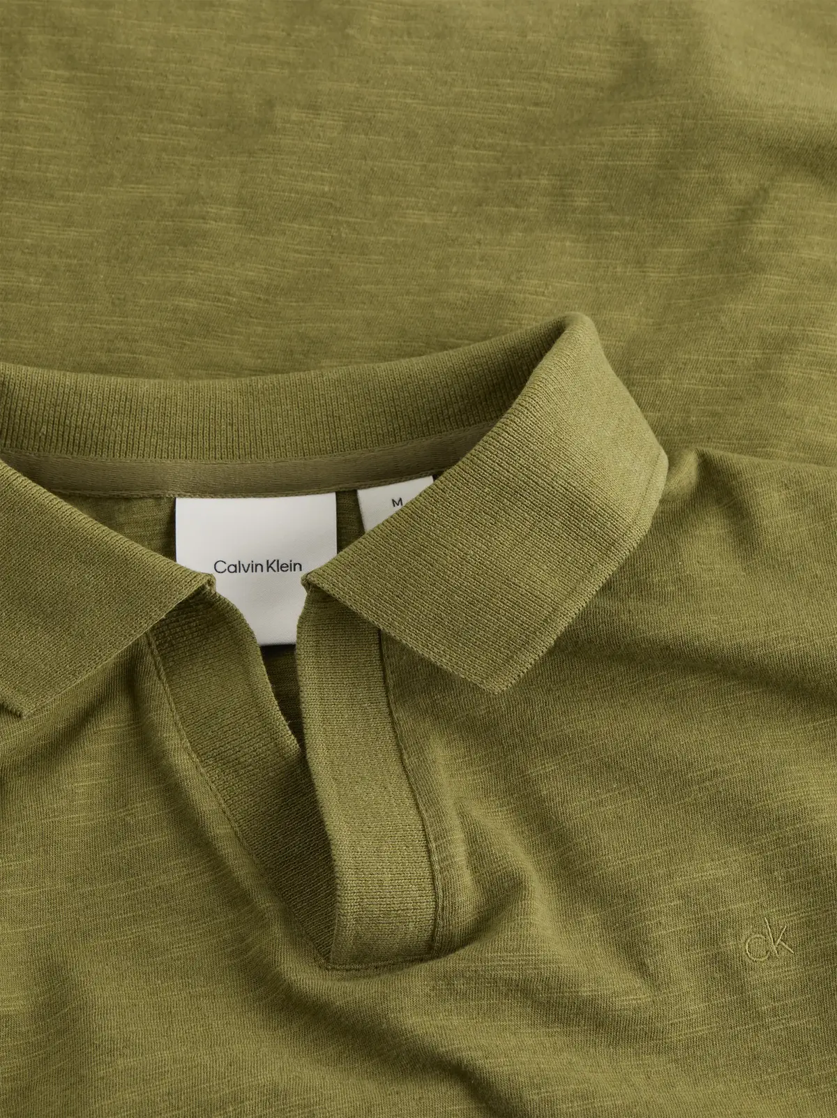 Calvin Klein LINEN COTTON CUBAN C, LHT Yeşil Erkek T-Shirt & Polo