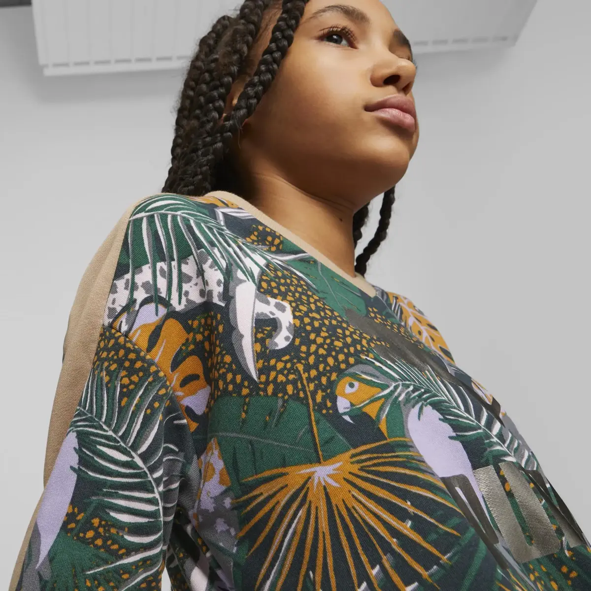 Puma T7 Vacay Queen Aop Siyah Çocuk Sweatshirt