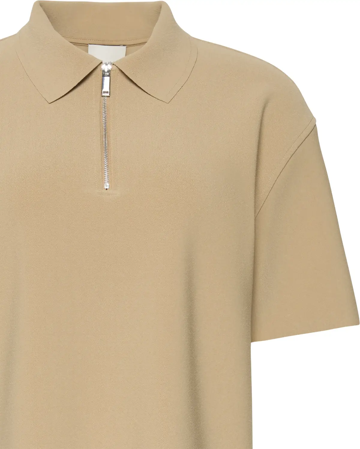 Calvin Klein SS TAILORED KNIT COLLAR ZIP TOP Kadın Kahverengi Polo T-Shirt