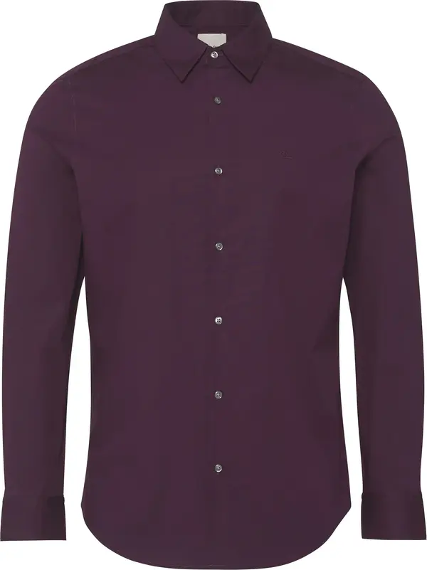 Calvin Klein LS SOLID STRETCH SLIM SHIRT Erkek Bordo Gömlek