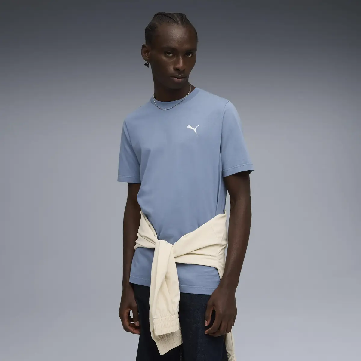 Puma WARDROBE ESS Tee Mavi Erkek T-Shirt