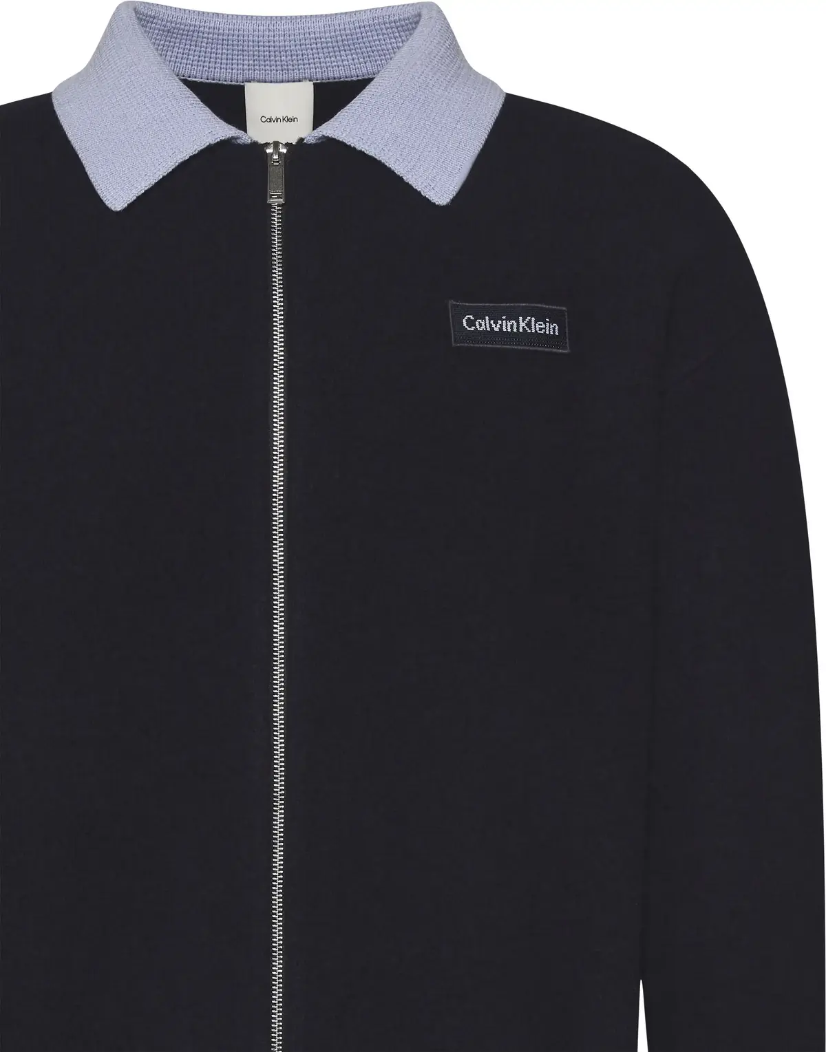 Calvin Klein LS BOILED 100% MERINO CONTRAST C Erkek Lacivert Fermuarlı Ceket