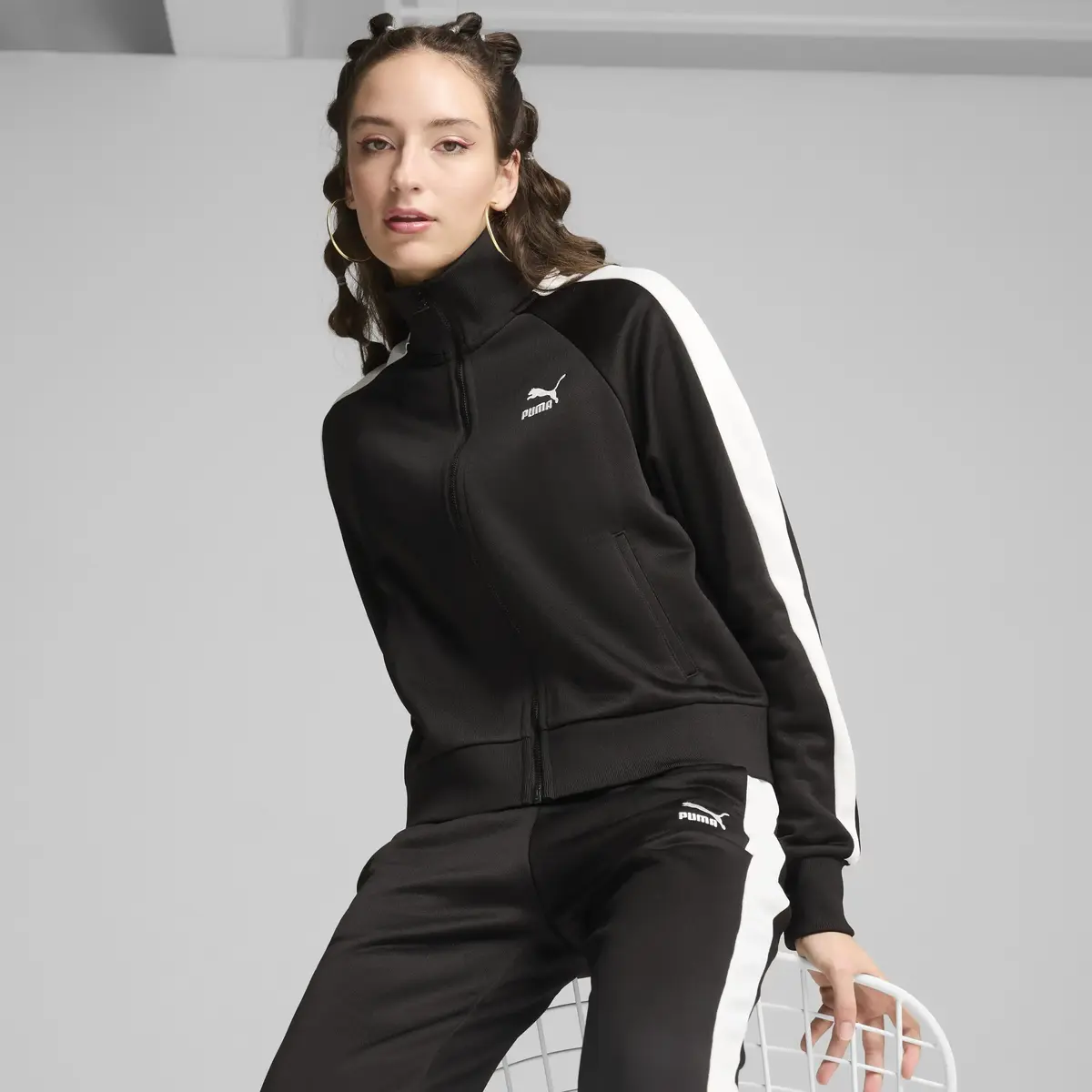 Puma ICONIC T7 Track Jacket Siyah Kadın Sweatshirt