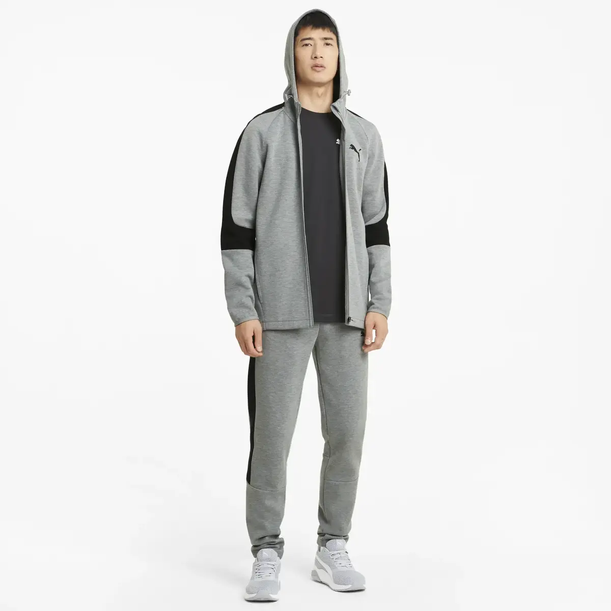 Puma EVOSTRIPE Core FZ Hoodie Gri Erkek Fermuarlı Ceket