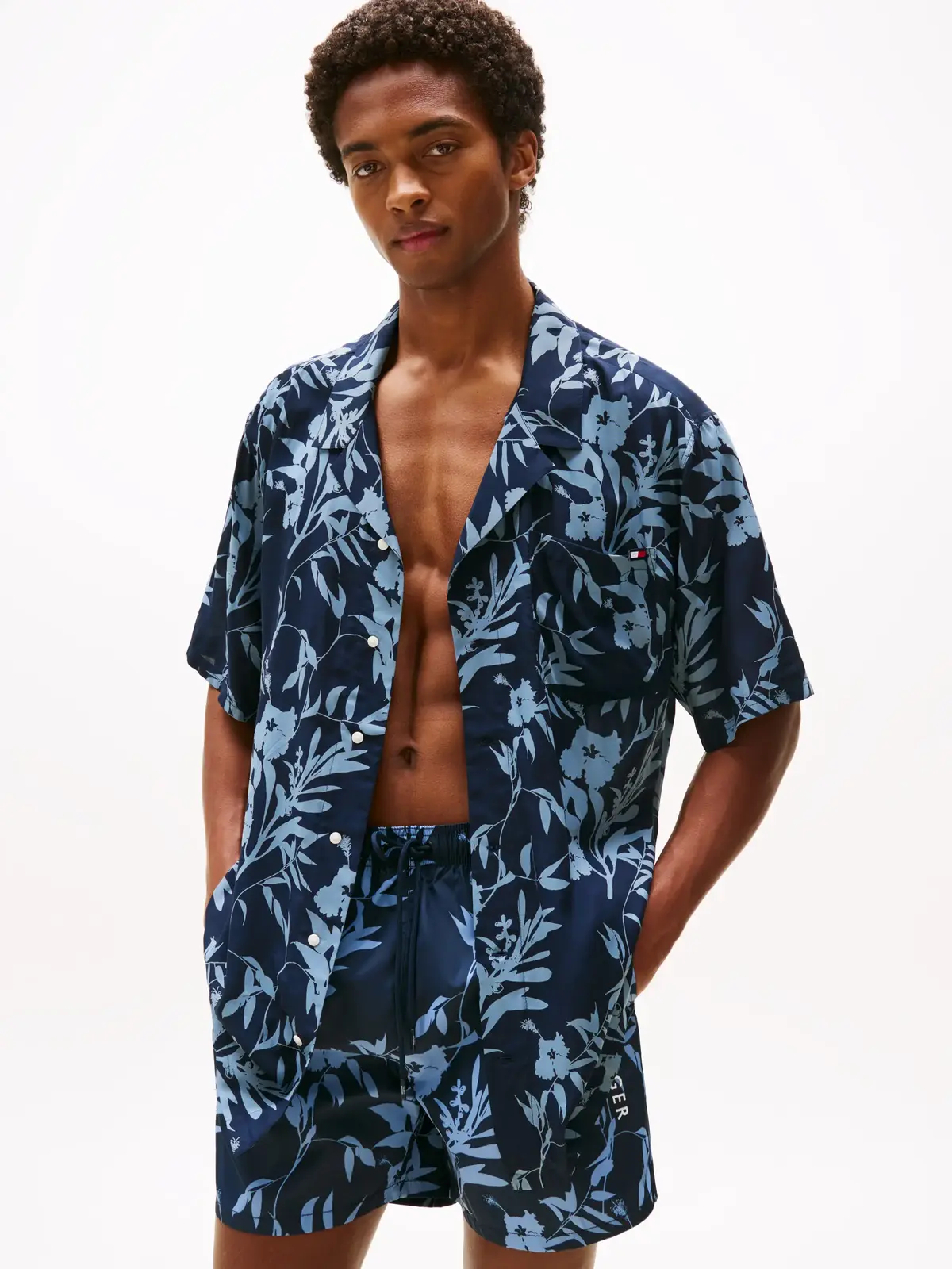 Tommy Hilfiger BOWLING SHIRT PRINT, 0G0 Lacivert Erkek Gömlek