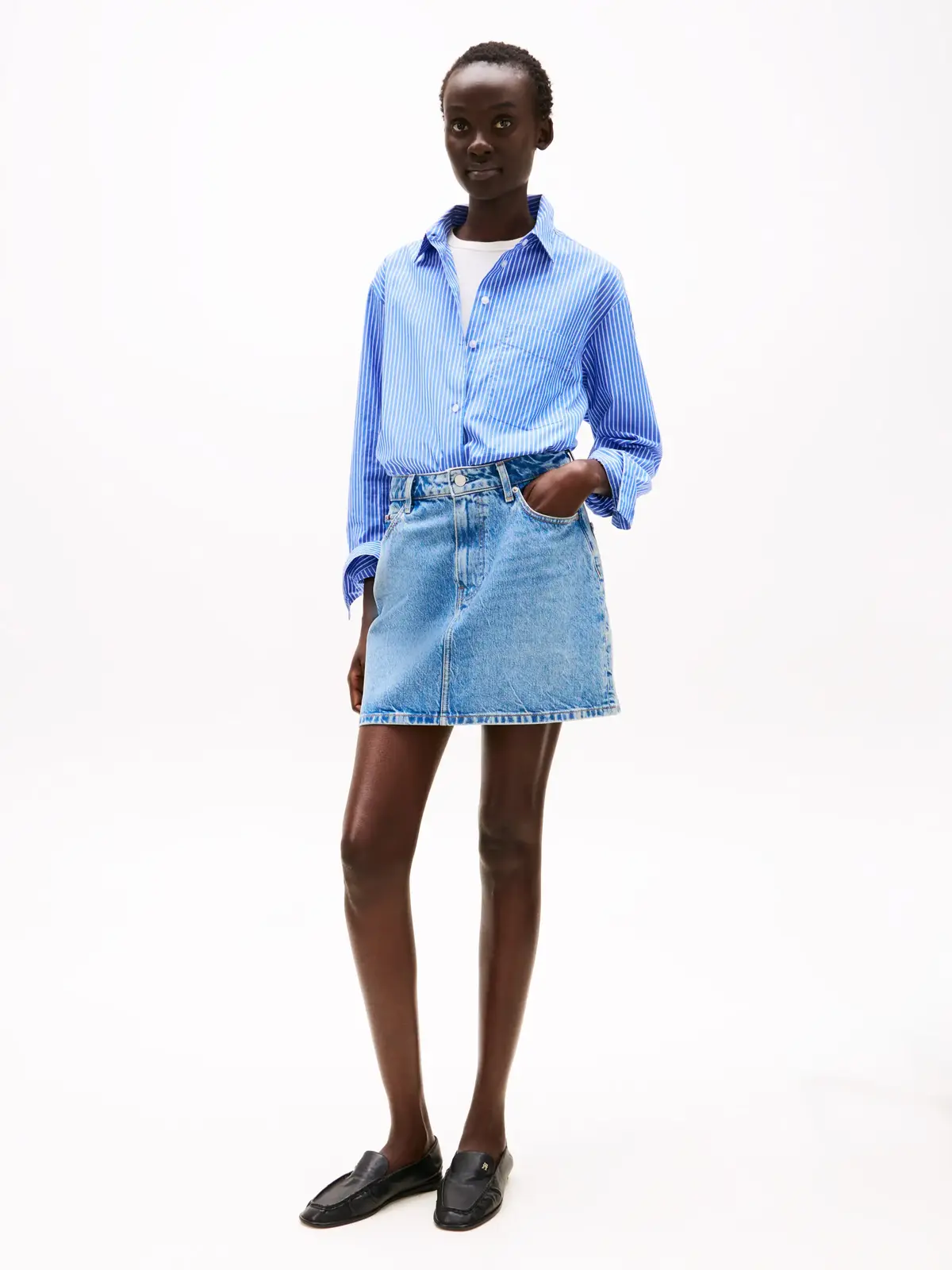 Tommy Hilfiger DNM MINI SKIRT HW AL, 1A8 Mavi Kadın Elbise-Etek