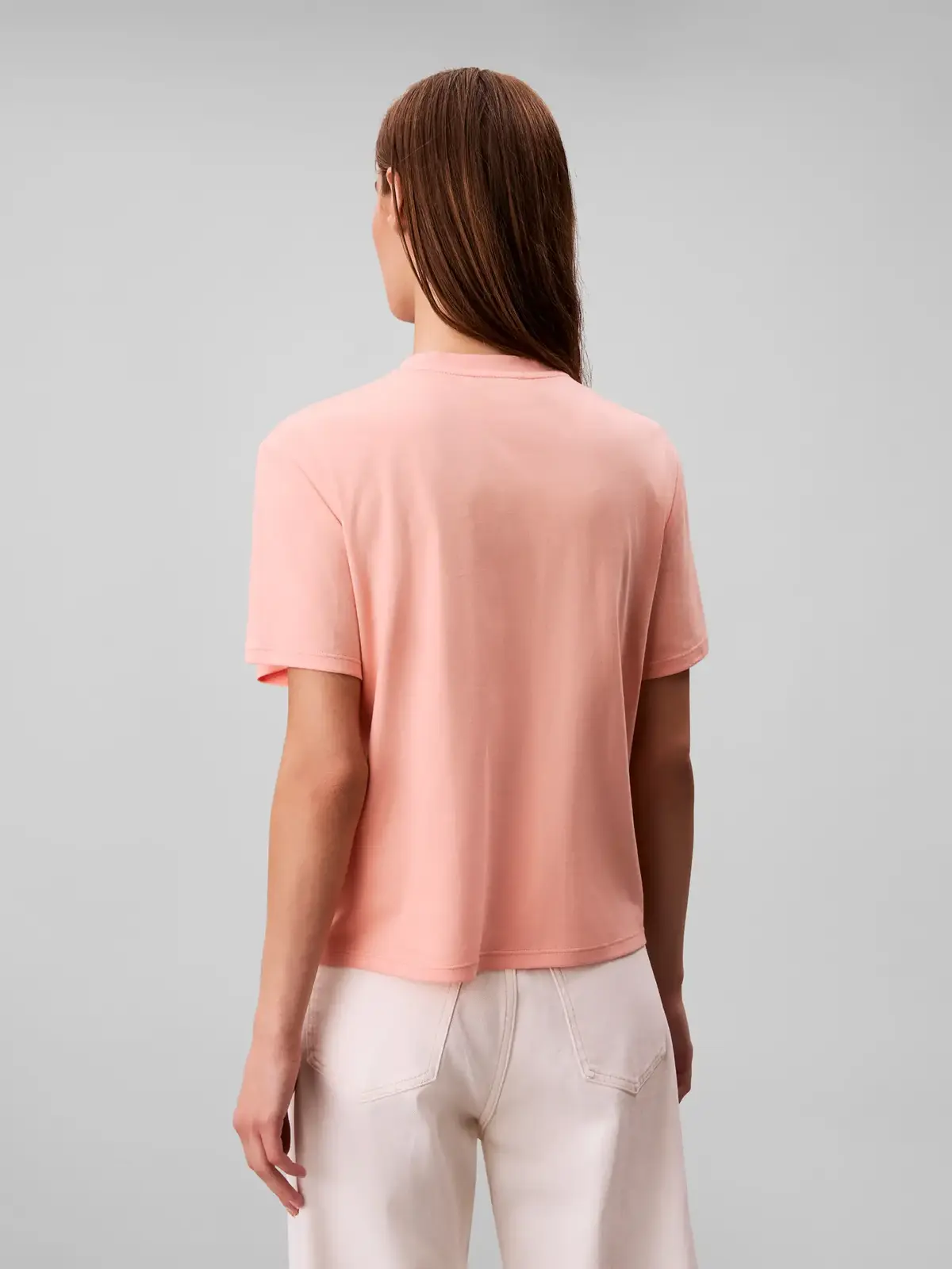 Calvin Klein SS SUPIMA JERSEY EMB Pembe Kadın Tişört