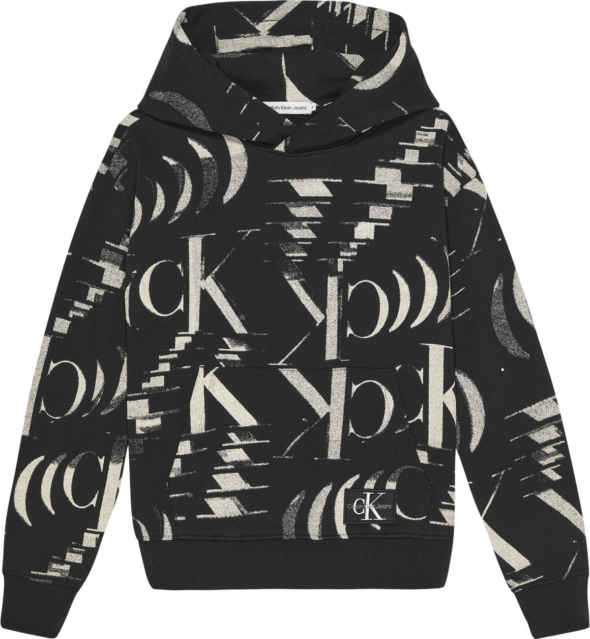 Calvin Klein GLITCHED MONOGRAM HO Erkek Siyah Hoodie