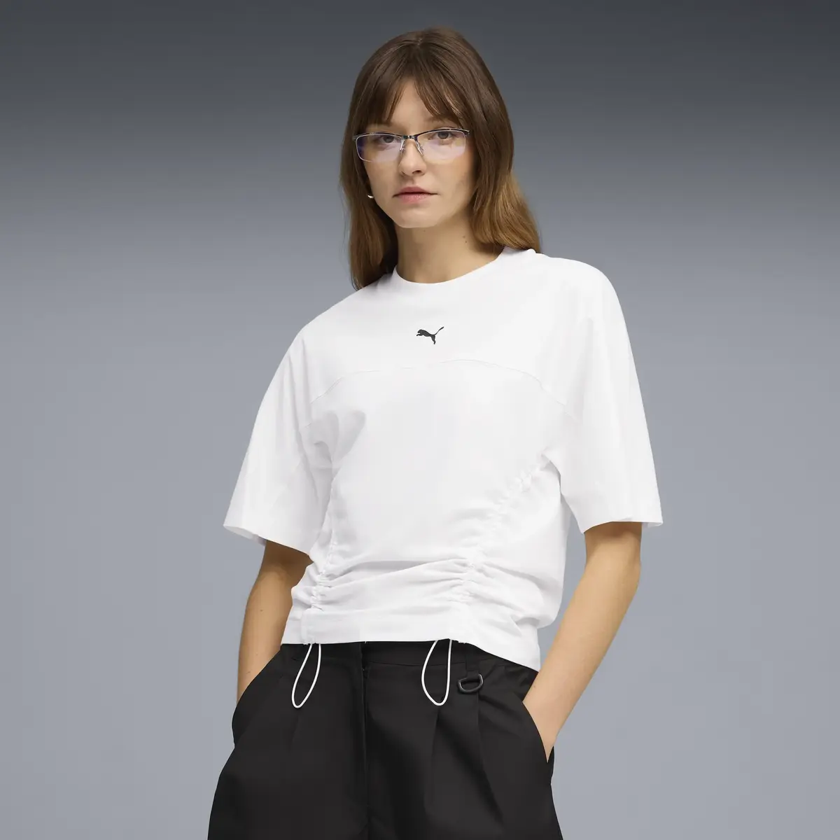 Puma DARE TO Fitted Waist Tee Beyaz Kadın T-Shirt & Polo