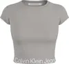 Calvin Klein LOGO TAPE RIB SHORT Kadın Gri T-Shirt