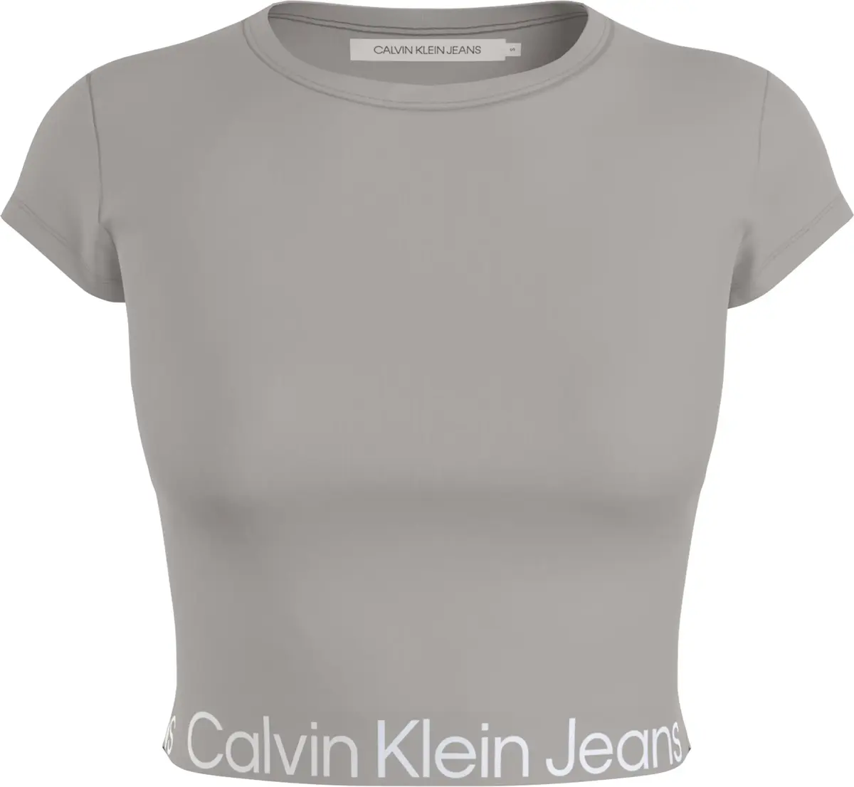 Calvin Klein LOGO TAPE RIB SHORT Kadın Gri T-Shirt
