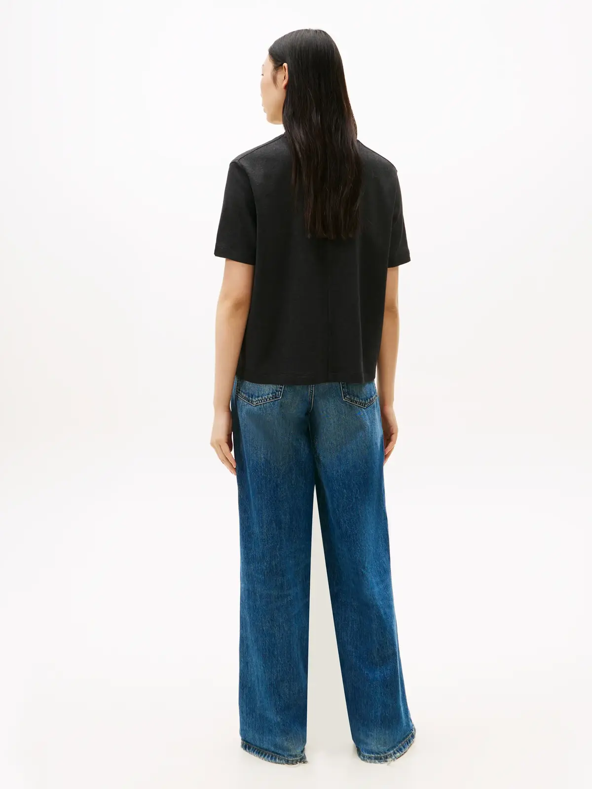 Tommy Hilfiger MODERN INTERLOCK BOX, P4E Siyah Kadın T-Shirt