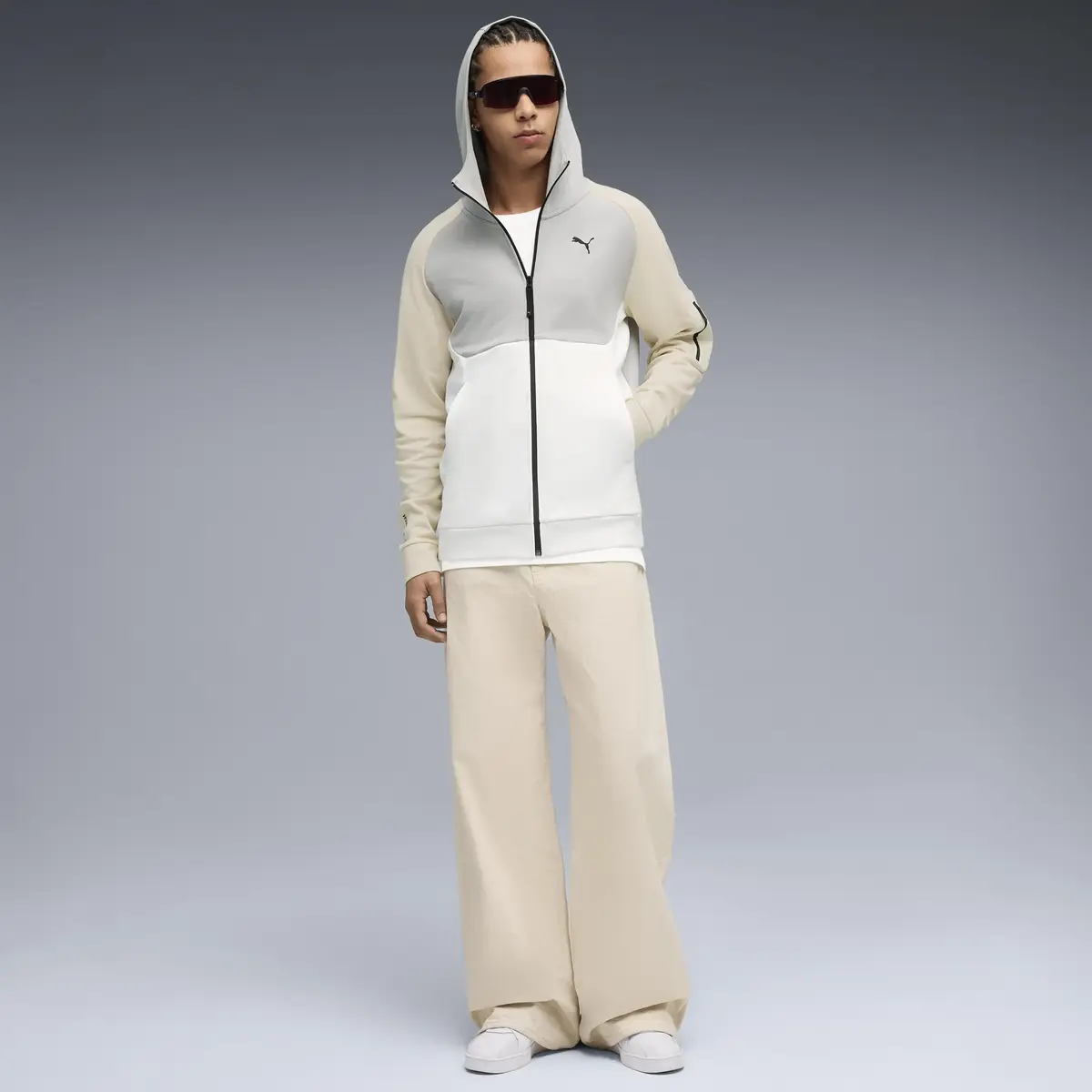 Puma PUMATECH FZ Hoodie Krem Erkek Fermuarlı Üst