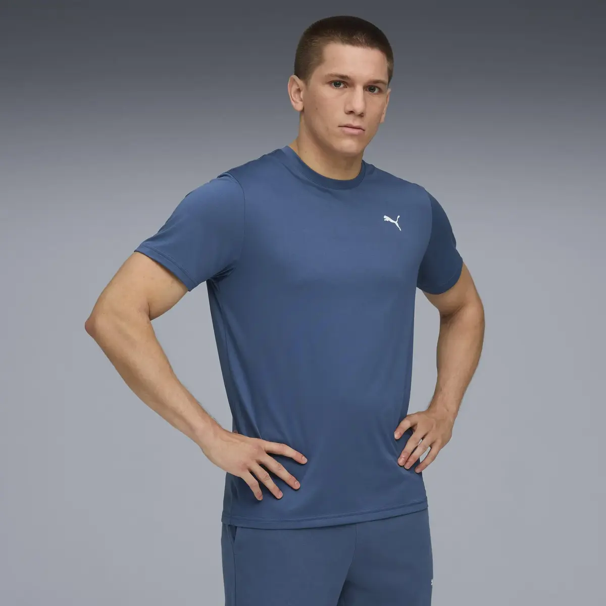 Puma M TAD ESS SOLID CAT TEE LC Mavi Erkek T-Shirt