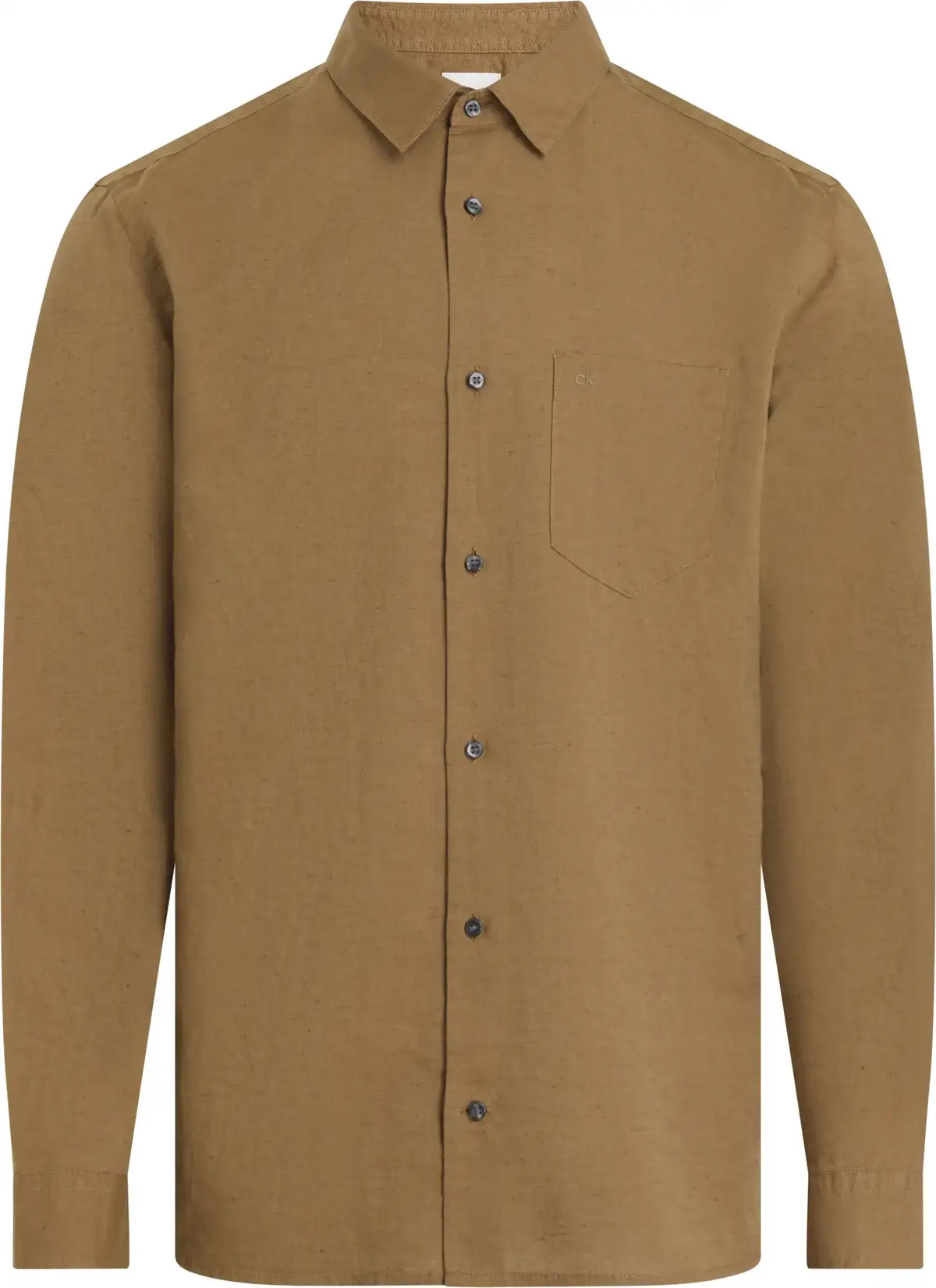 Calvin Klein LINEN COTTON REGULAR, GYM Kahverengi Erkek Gömlek