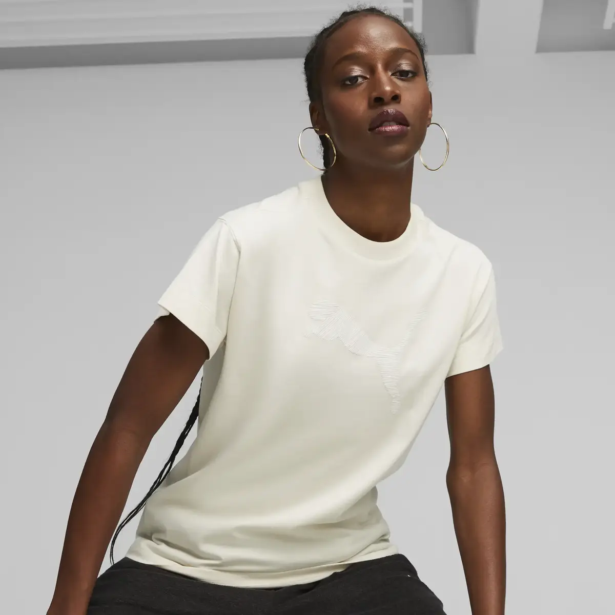 Puma HER Tee Krem Kadın T-Shirt & Polo