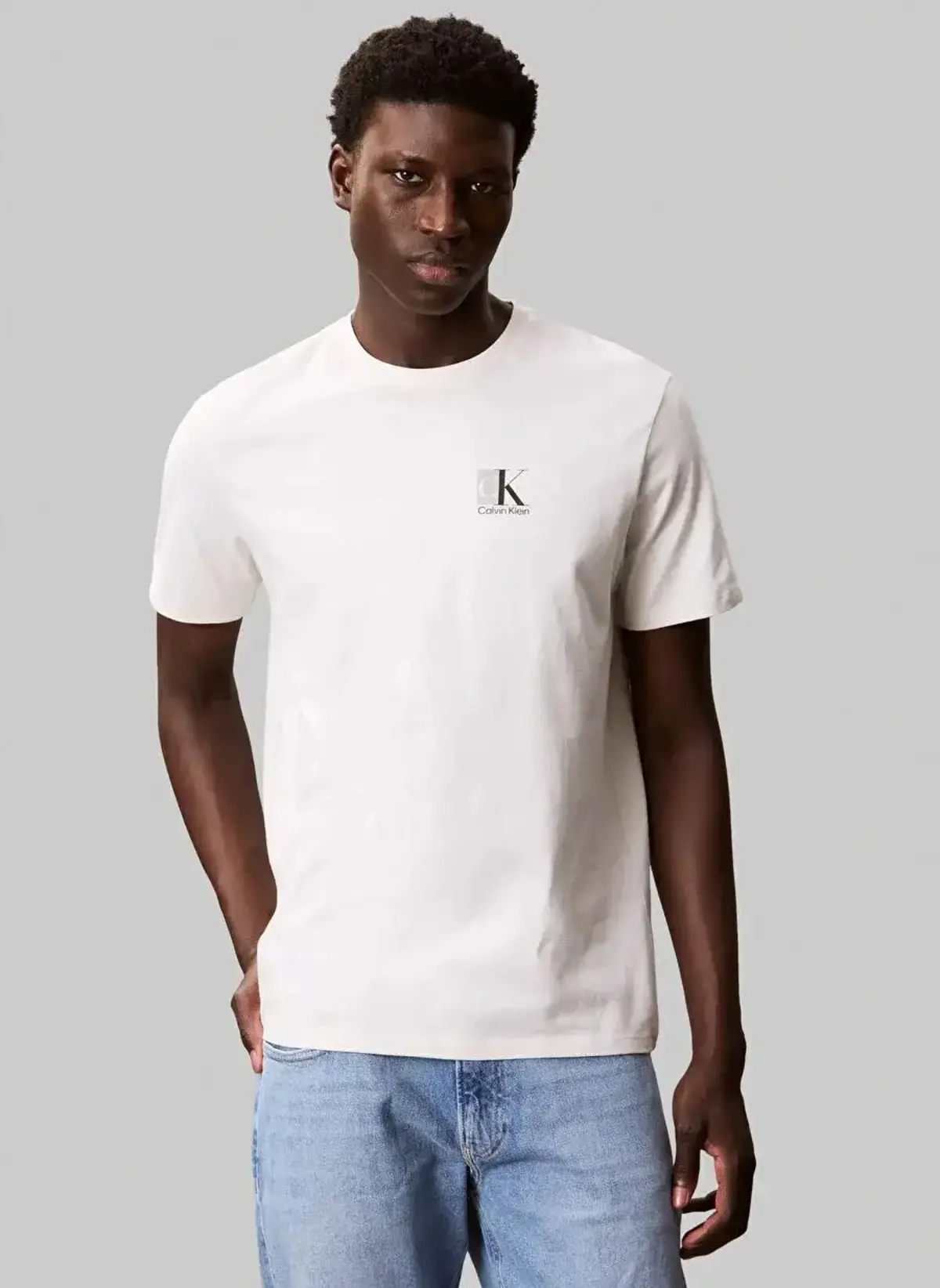 Calvin Klein SS 30s EU SP CK ABSTRACT GRAPHIC Beyaz Erkek Tişört