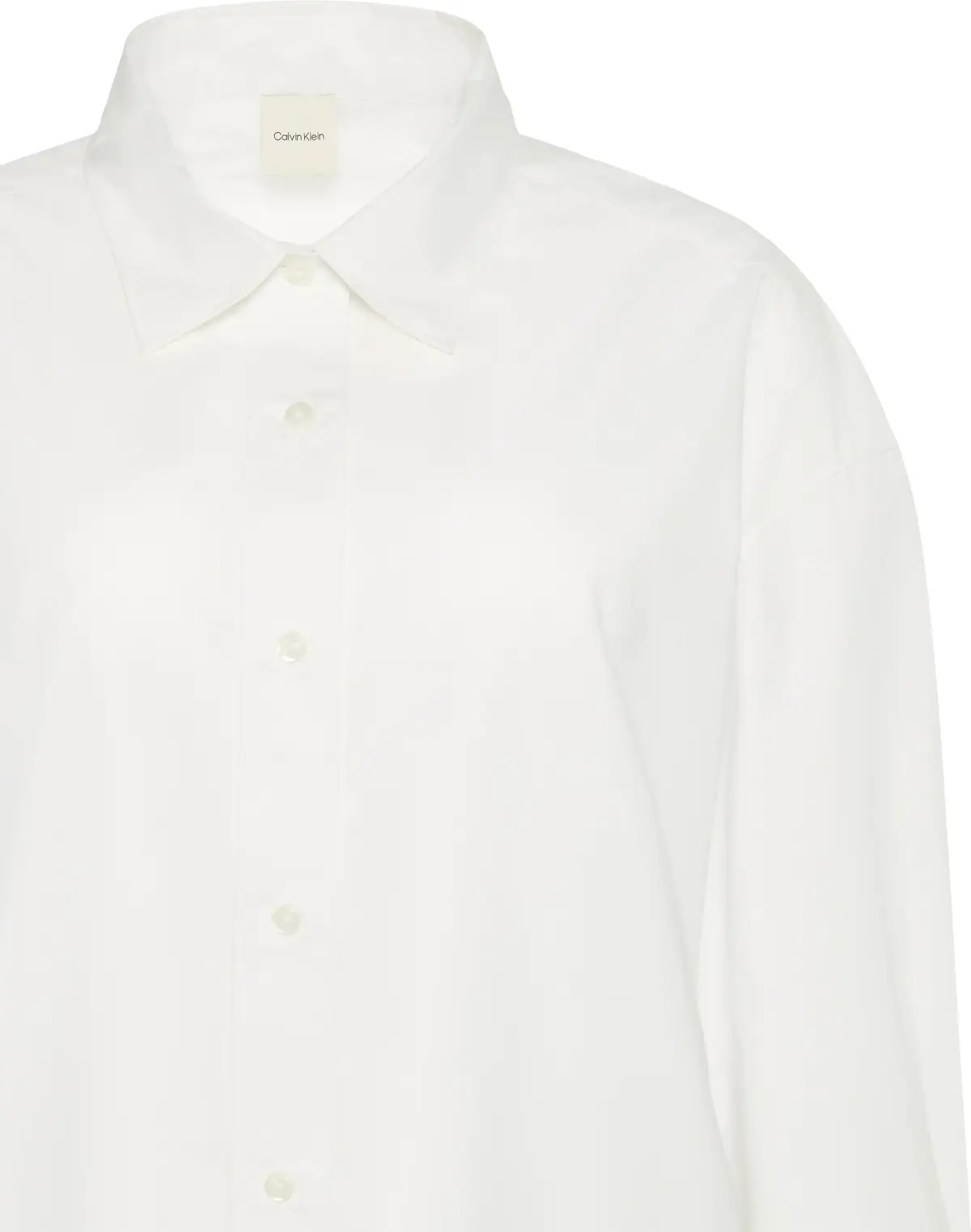 Calvin Klein Crisp Poplin Oversized Cropped S Kadın Beyaz Gömlek