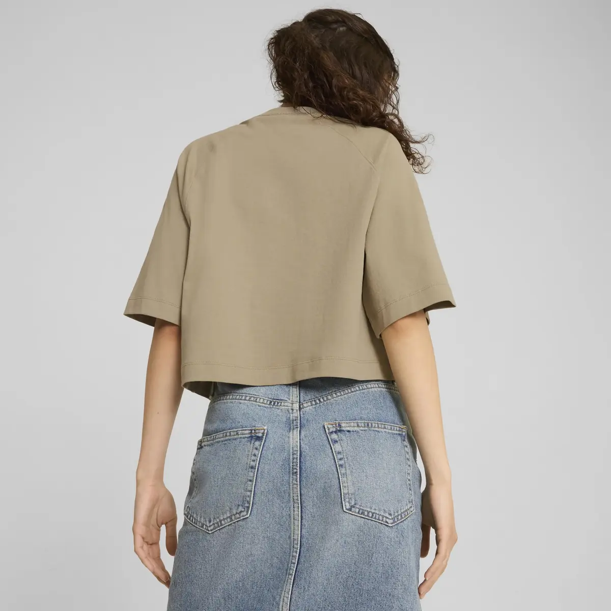 Puma CLASSICS + Oversized Tee Bej Kadın T-Shirt