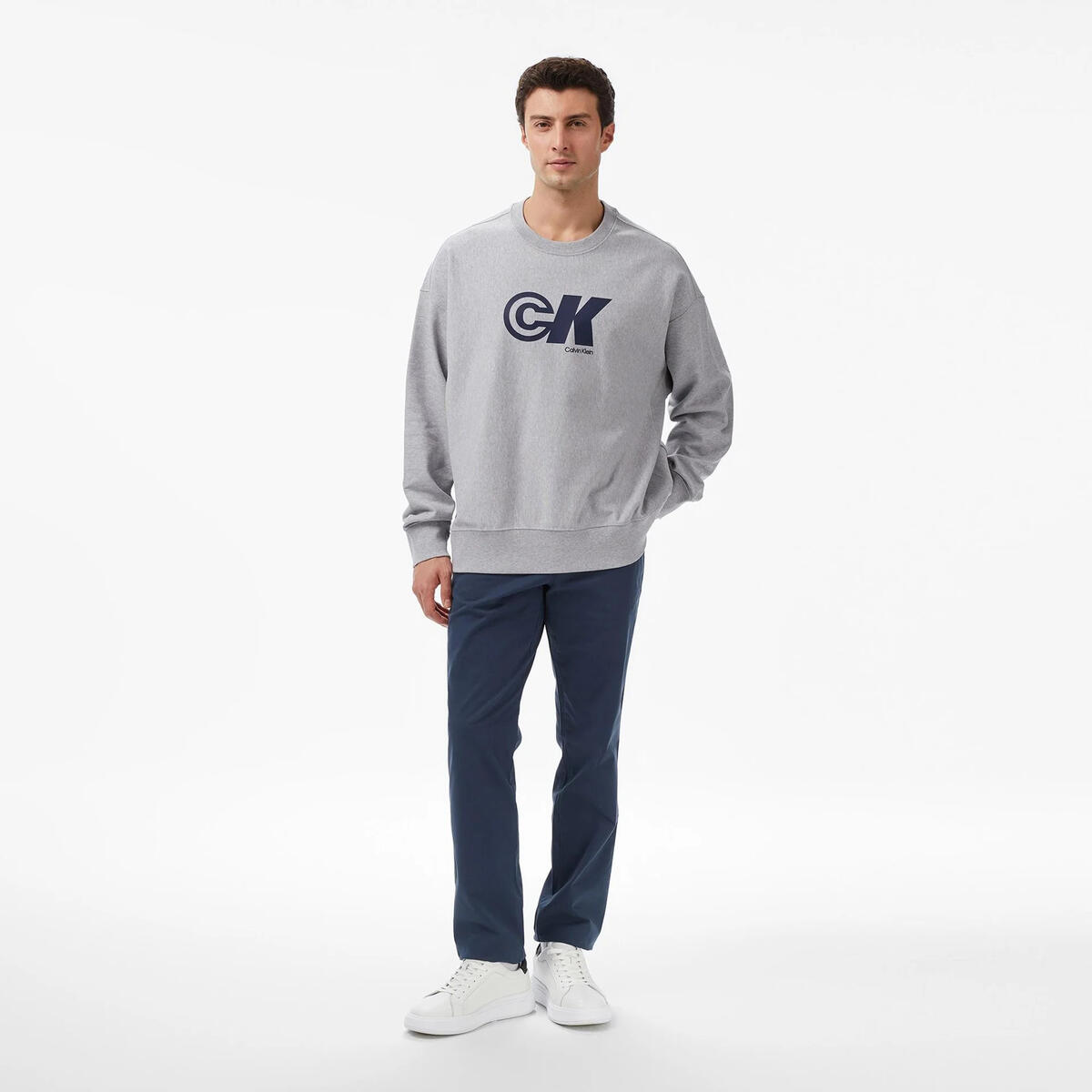 Calvin Klein PREMIUM TERRY CK SPORT GRAPHIC C Gri Erkek Sweatshirt