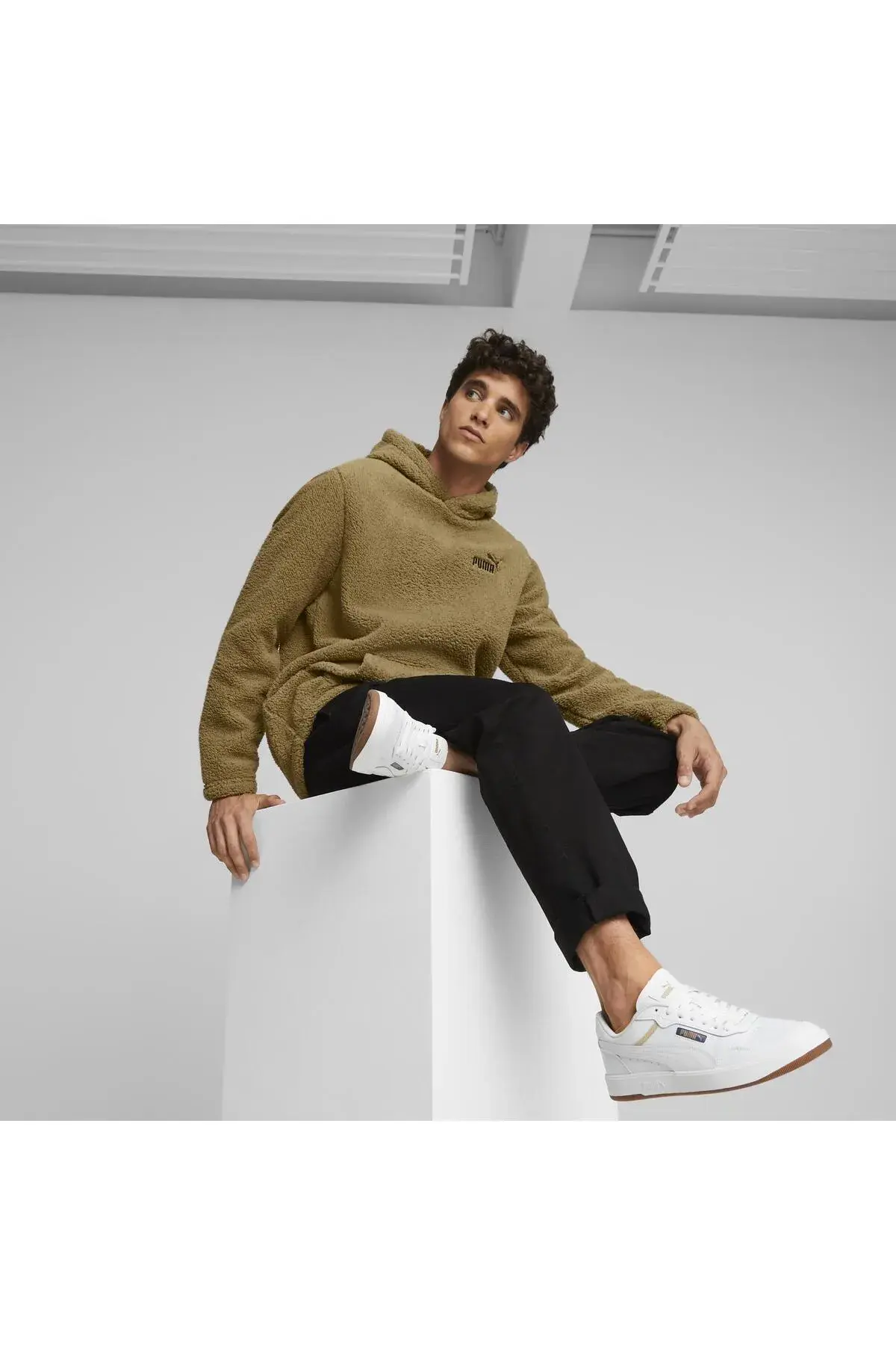 Puma ESS ELEVATED Sherpa Hoodie Kahverengi Erkek Hoodie