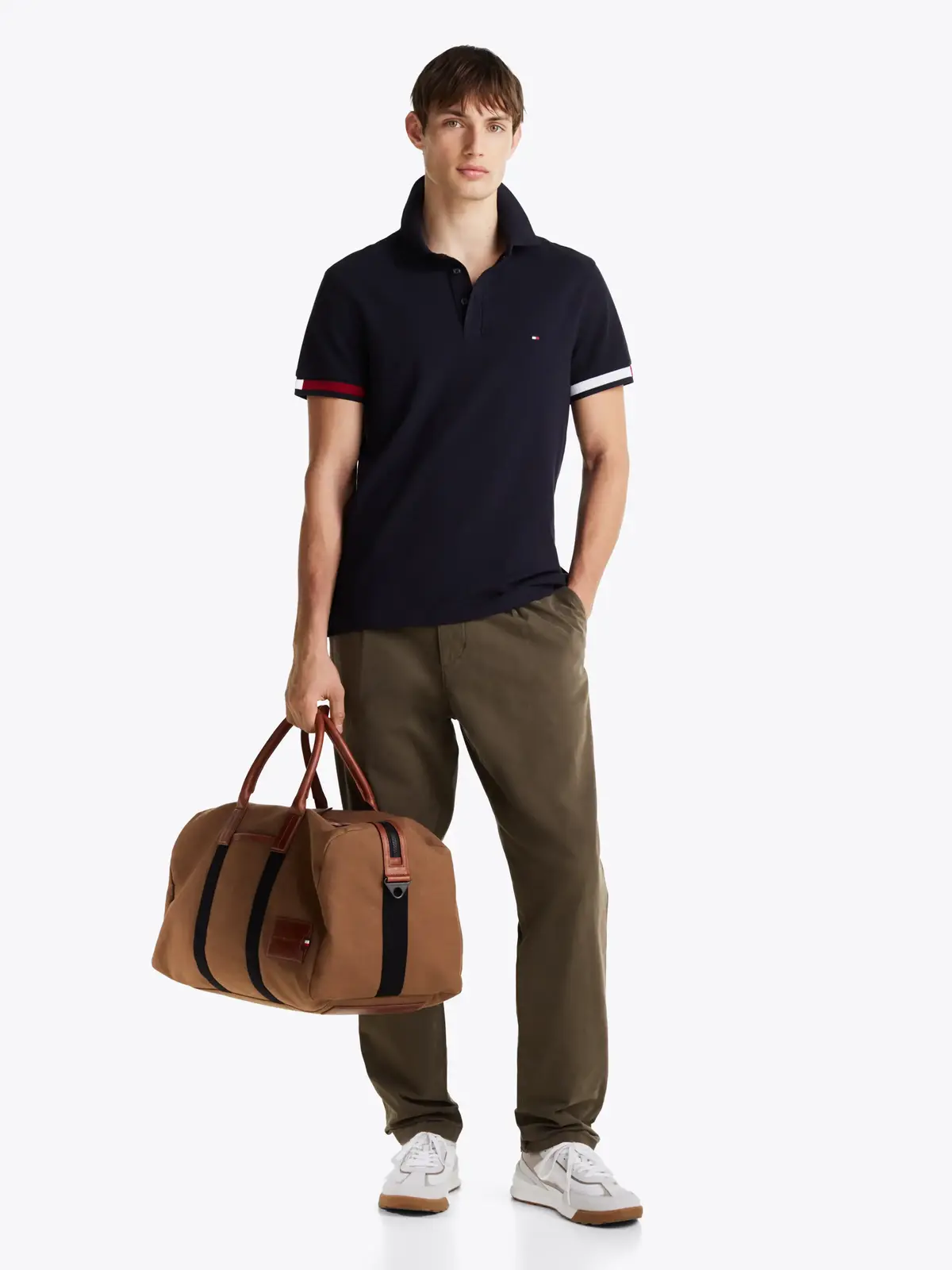 Tommy Hilfiger FLAG CUFF SLIM POLO, DW5 Siyah Erkek T-Shirt & Polo