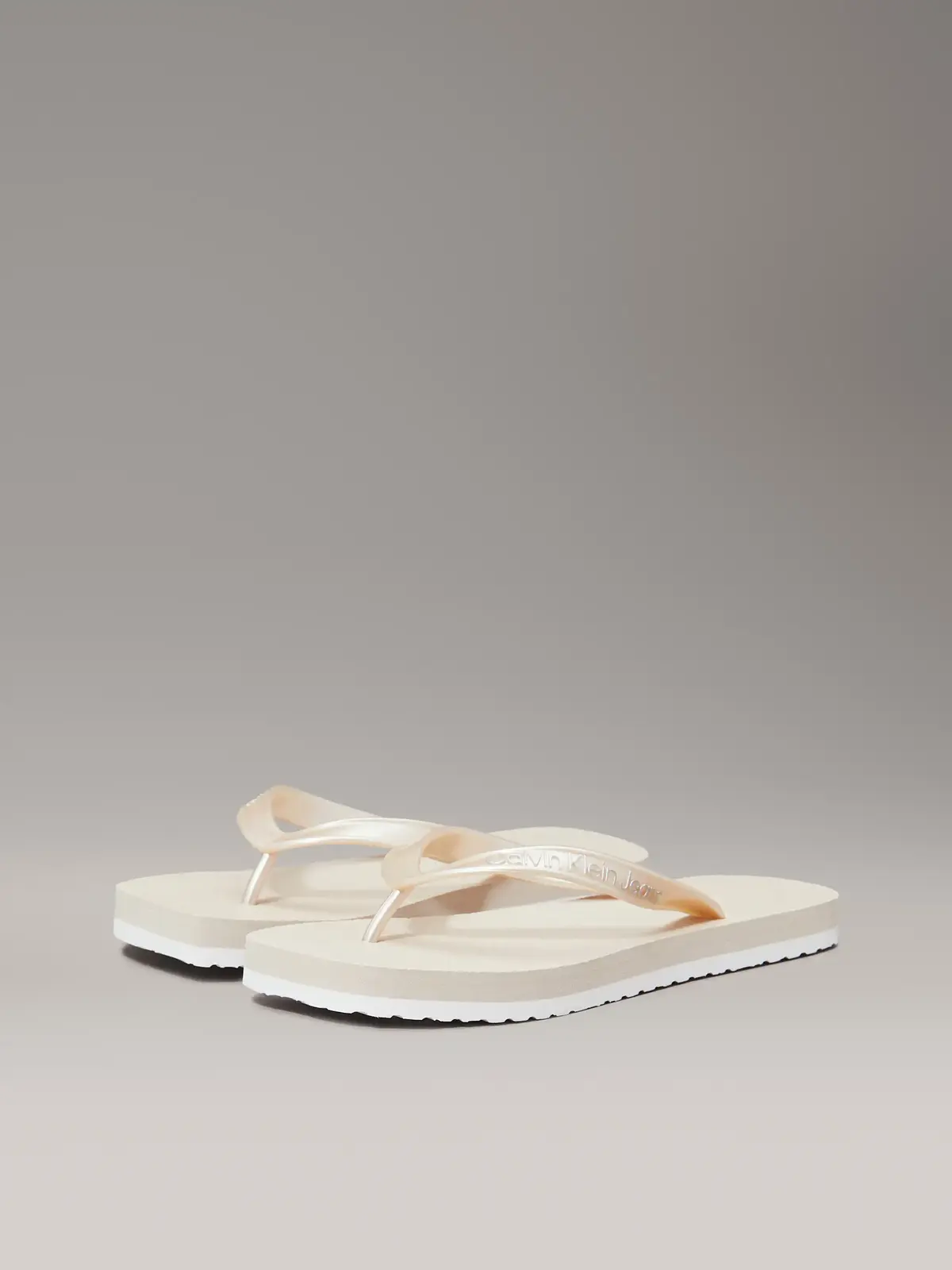 Calvin Klein THONG+ TPU METALLIC, ACF Beyaz Kadın Terlik