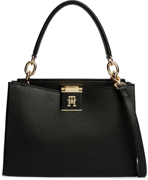 Tommy Hilfiger TH HER MED SATCHEL, BDS Siyah Kadın Çanta & Cüzdan