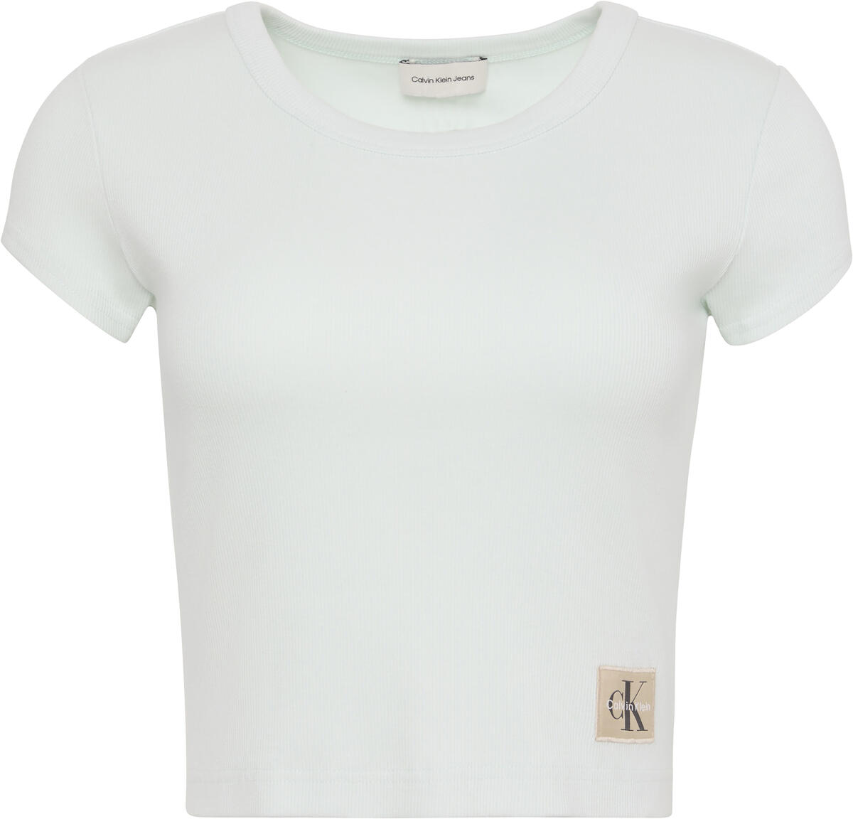 Calvin Klein A- WOVEN LABEL 2X2 RIB BABY TEE Yeşil Kadın T-Shirt