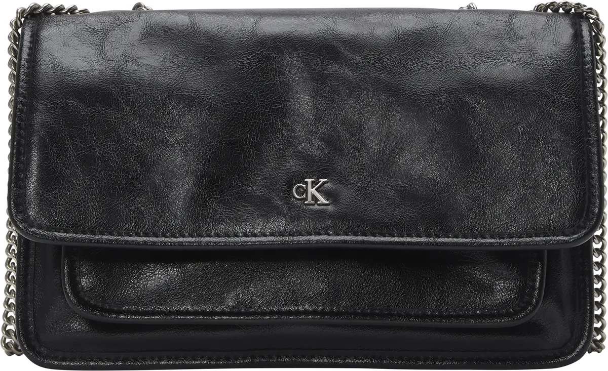 Calvin Klein CHAIN EW FLAP CONV C, UB1 Siyah Kadın Çanta & Cüzdan