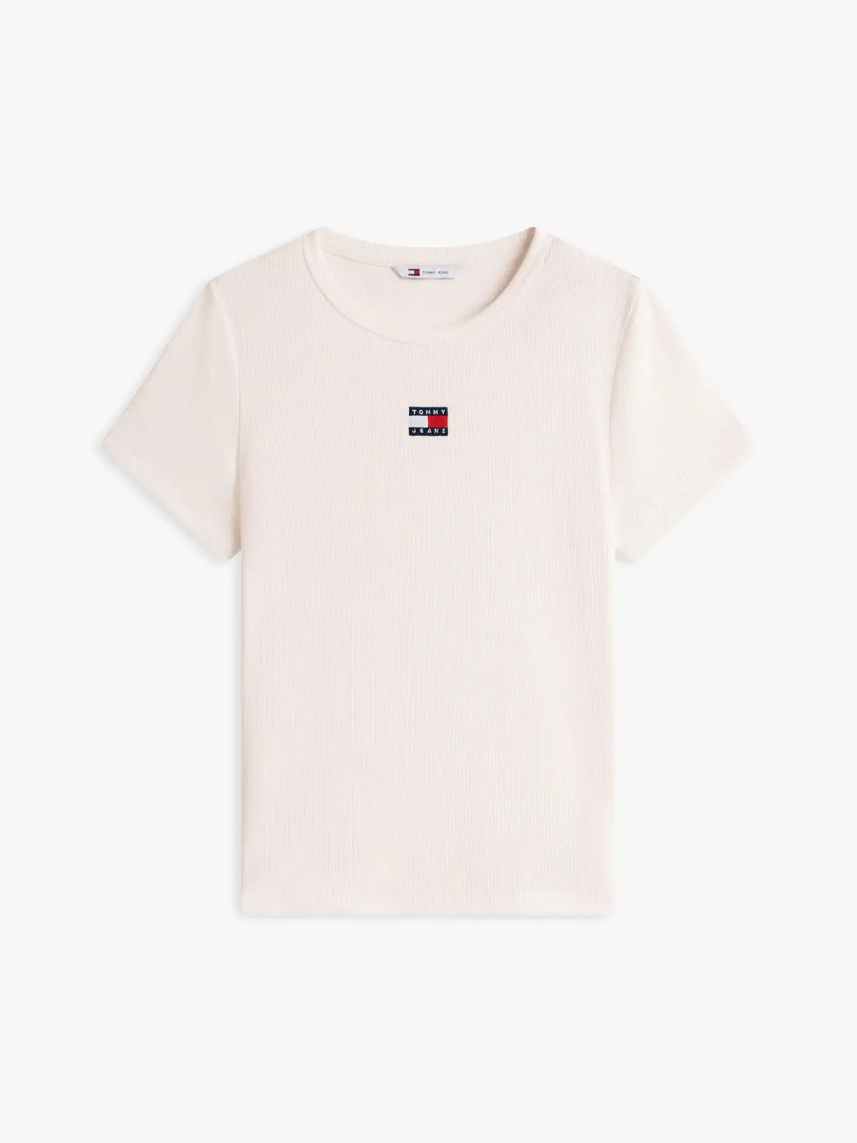 Tommy Hilfiger TJW SLIM BADGE RIB T, YBL Beyaz Kadın T-Shirt & Polo