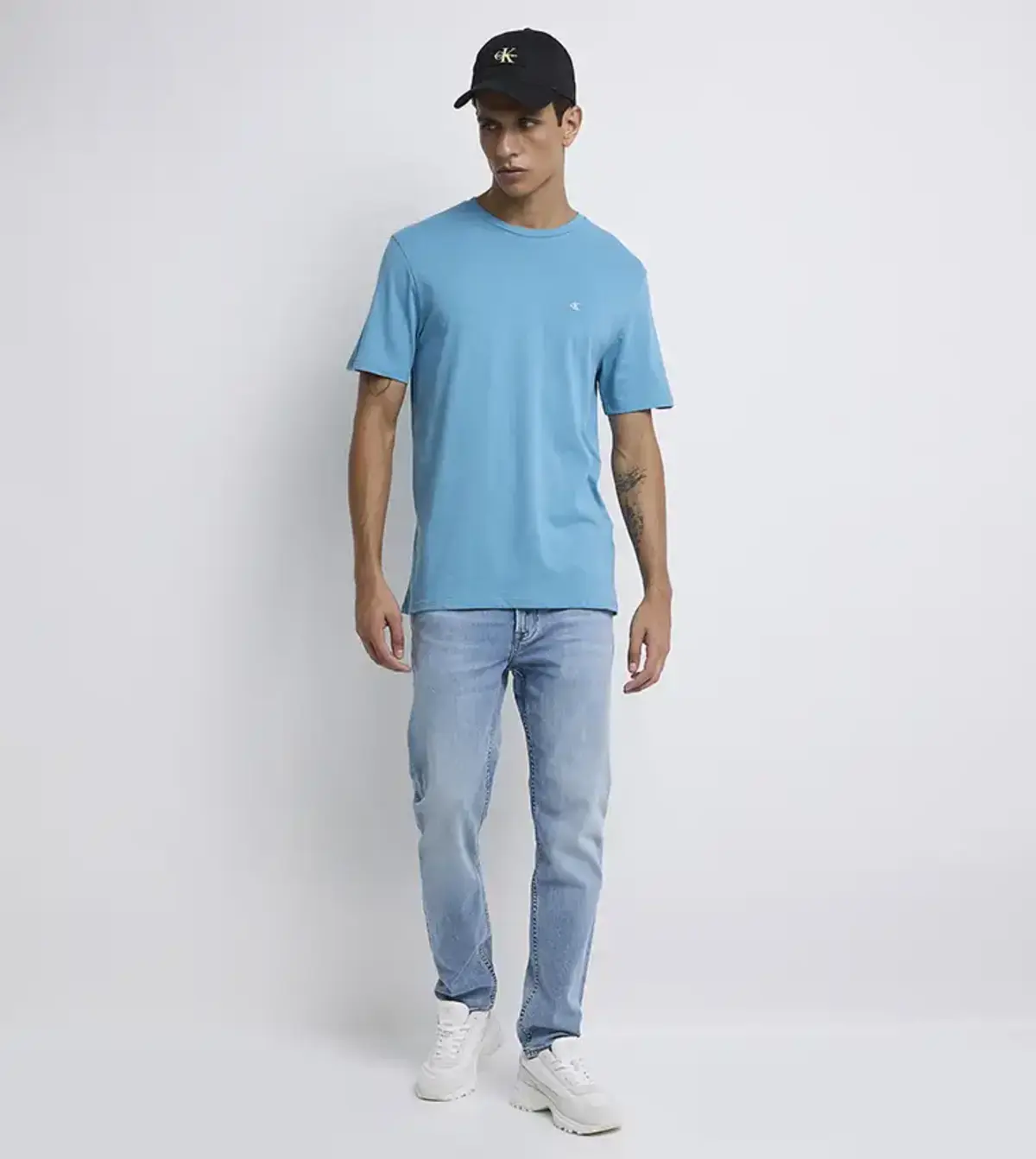 Calvin Klein SS SMOOTH CTTN SOLID CREWNK TEE Mavi Erkek Tişört