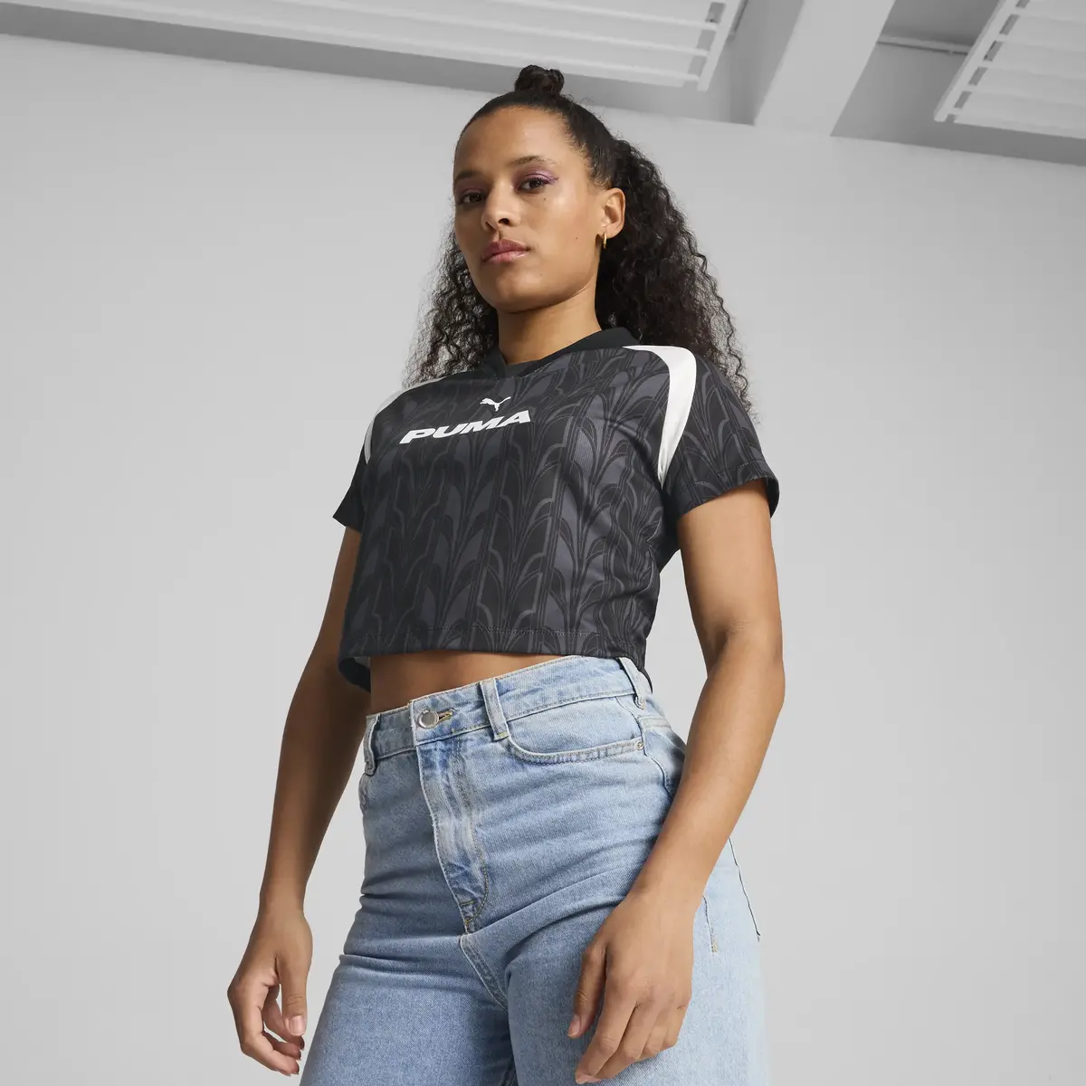 Puma FOOTBALL JERSEY Baby Tee Siyah Kadın T-Shirt & Polo
