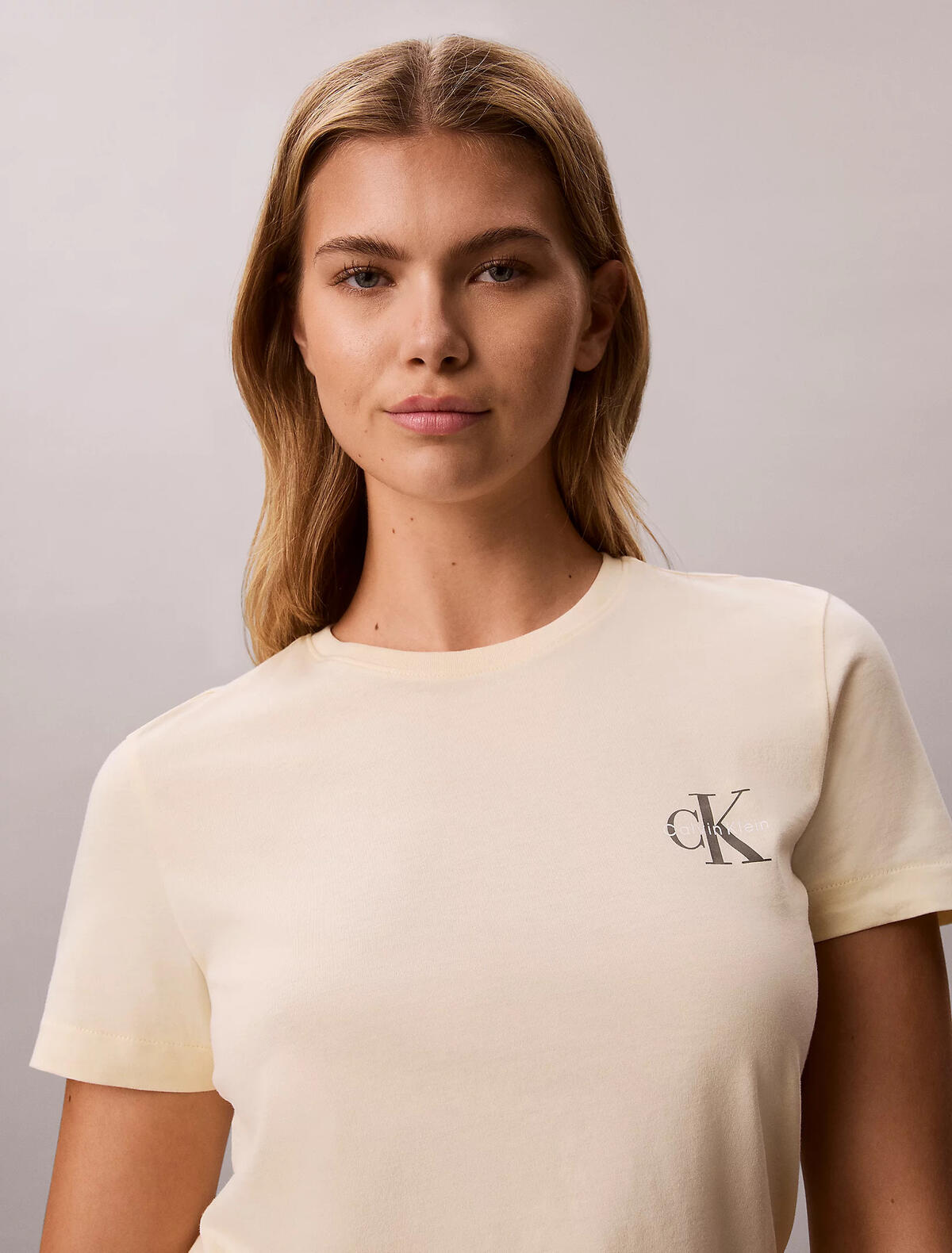Calvin Klein MONOLOGO CN 2 PACK T, TGY Kadın Krem T-Shirt