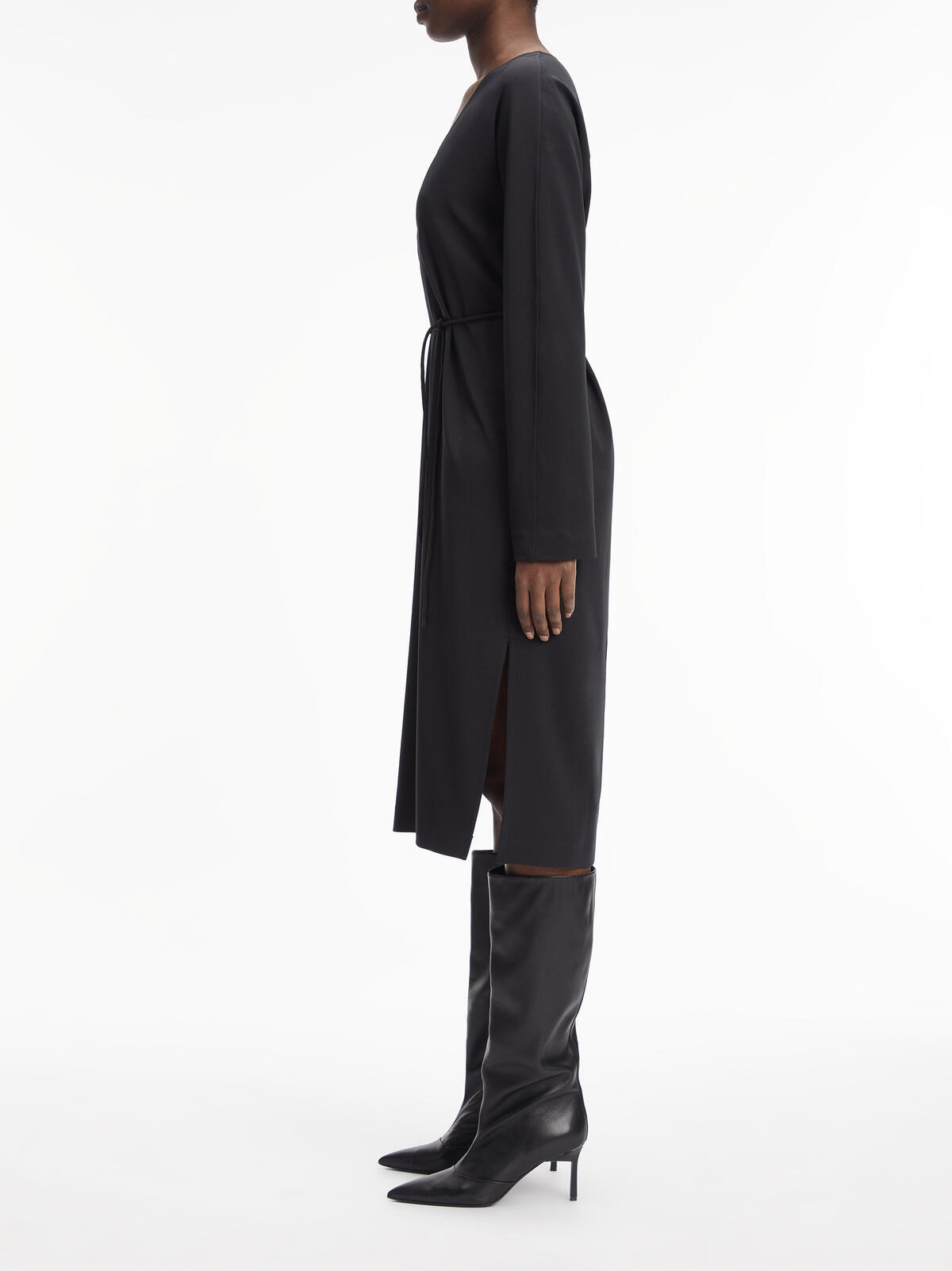 Calvin Klein STRUCTURE TWILL V NE Kadın Siyah Elbise