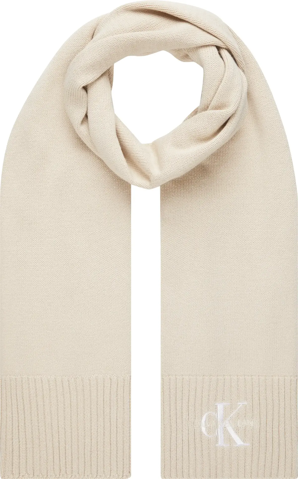 Calvin Klein MONOLOGO EMBRO KNIT Kadın Krem Atkı