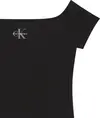 Calvin Klein MONOGRAM OFF SHOULDE Siyah Kadın Tişört