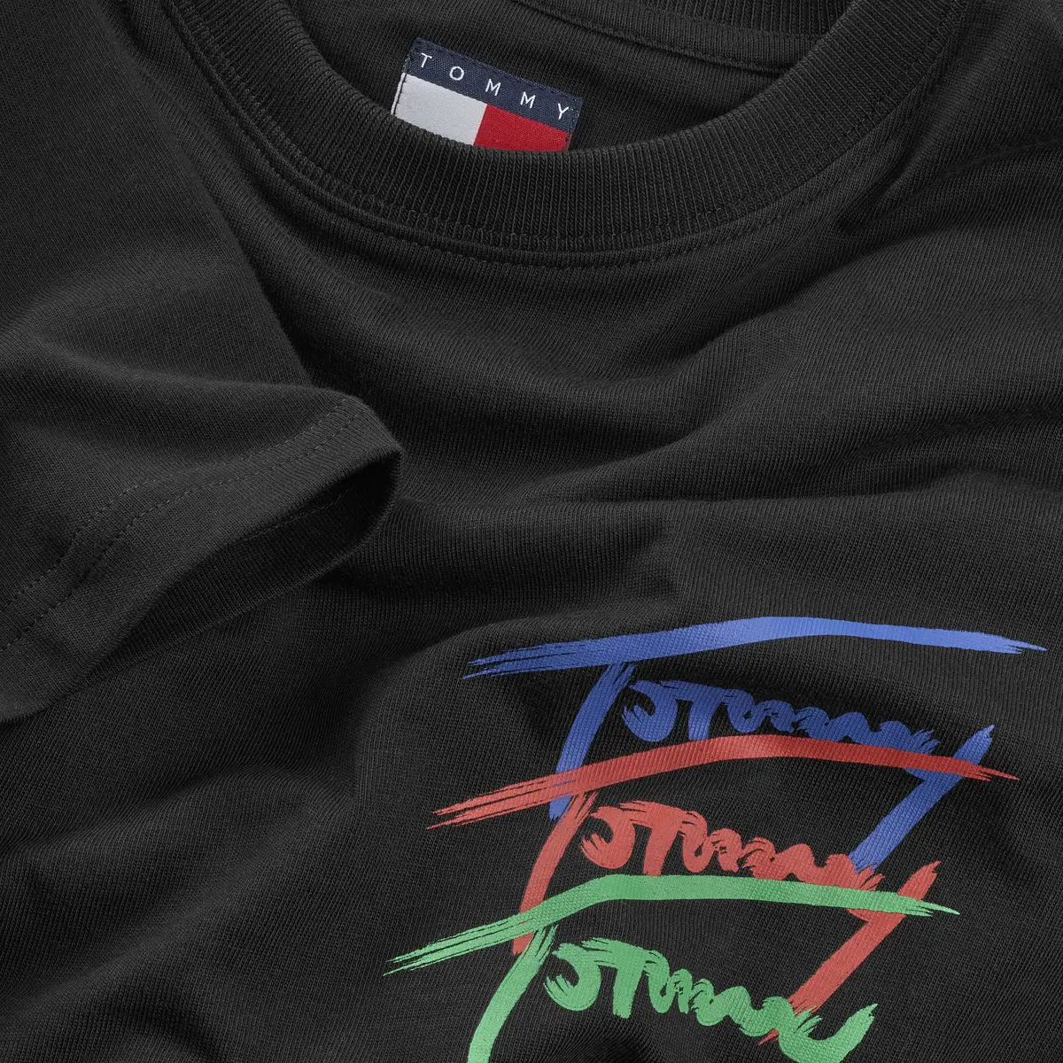 Tommy Hilfiger TJM REG TWISTED SIGN, BDS Siyah Erkek T-Shirt & Polo