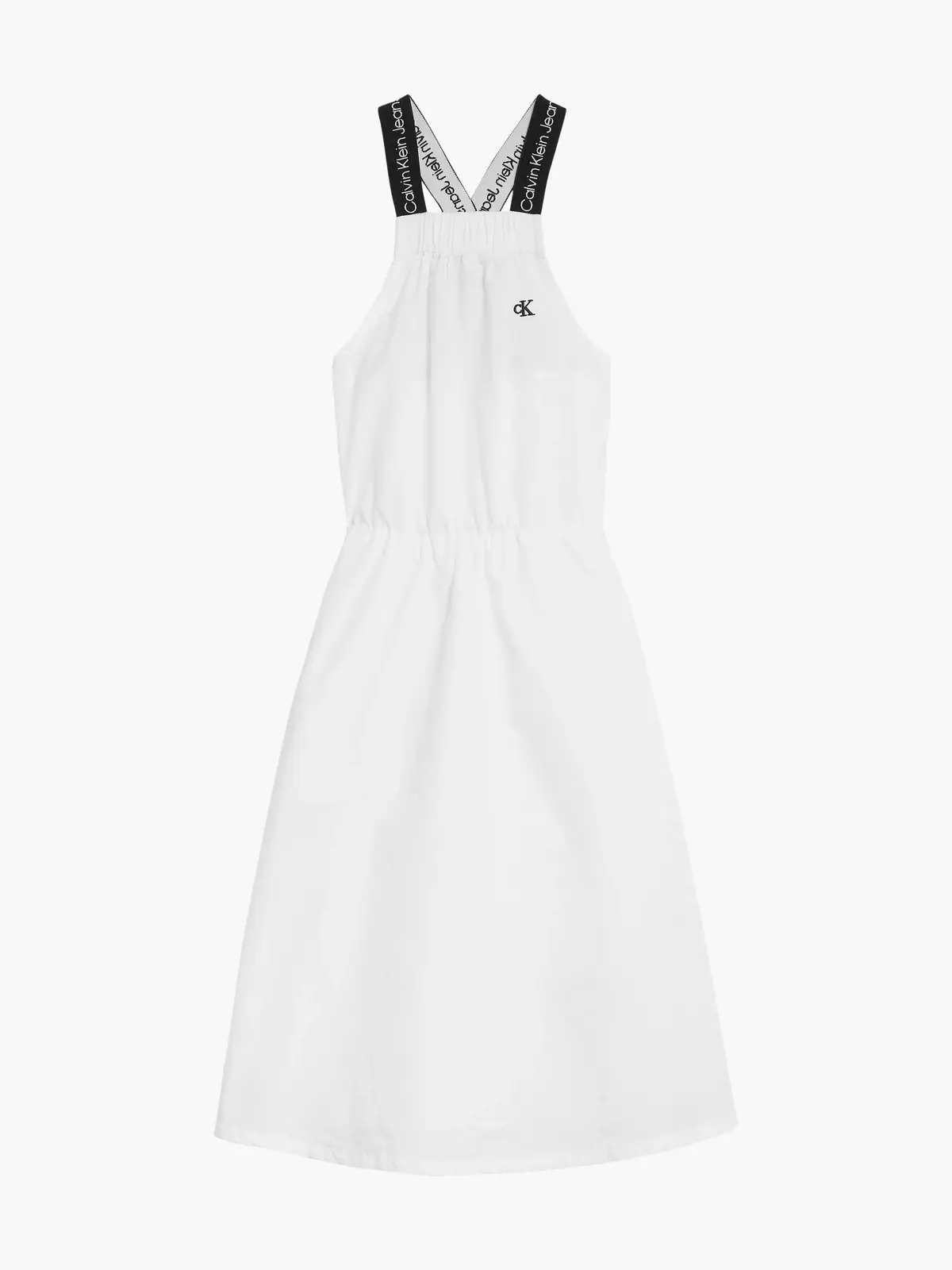 Calvin Klein LOGO TAPE STRAP MIDI Kadın Beyaz Elbise
